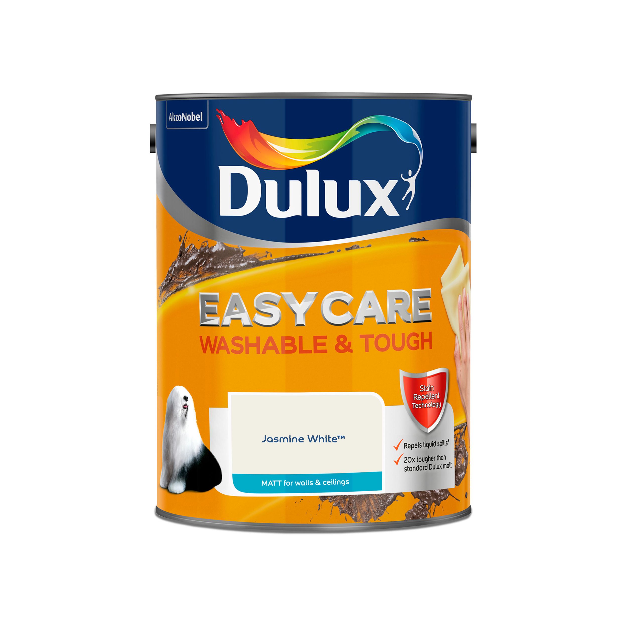 Dulux Easycare Jasmine white Matt Emulsion paint, 5L