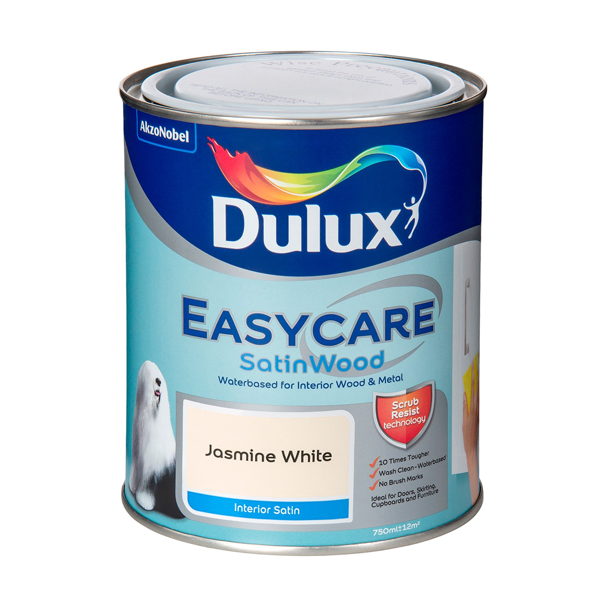 Dulux Easycare Jasmine white Satinwood Metal & wood paint, 750ml