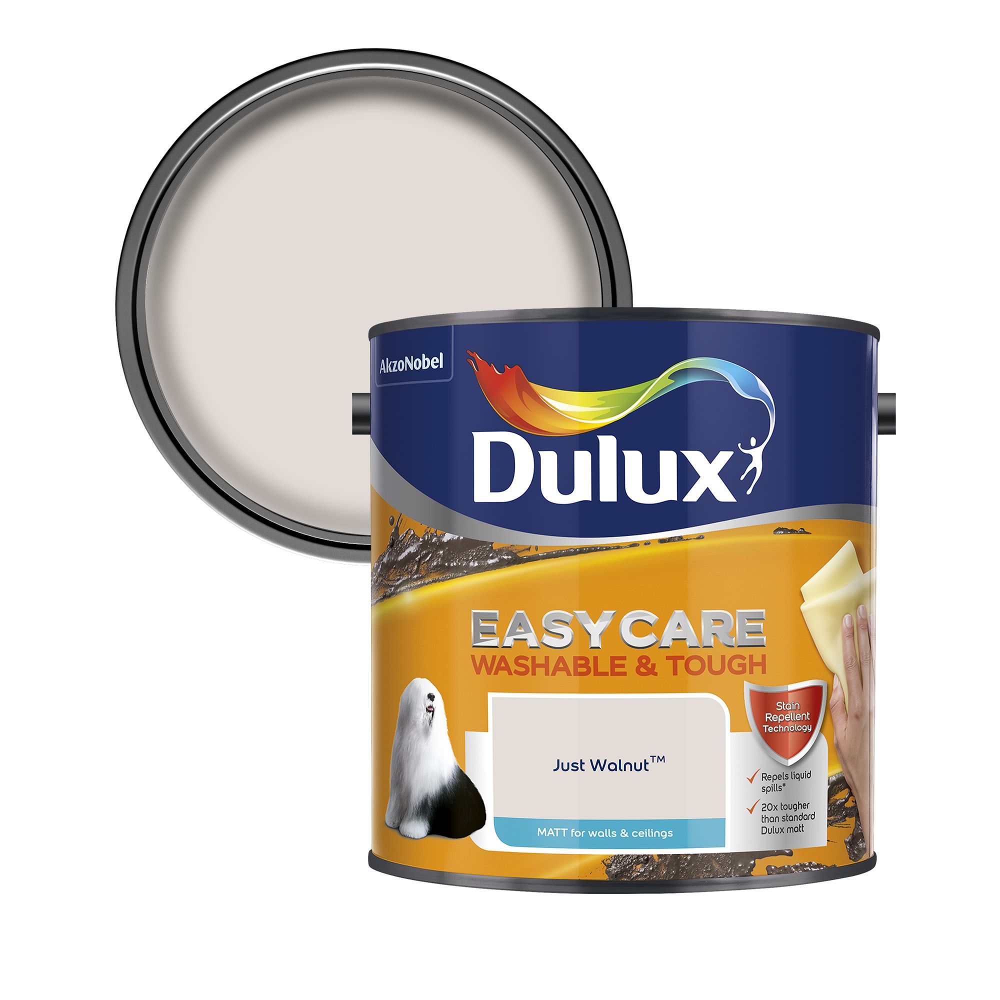 Dulux Easycare Just walnut Matt Emulsion paint, 2.5L DIY at B&Q