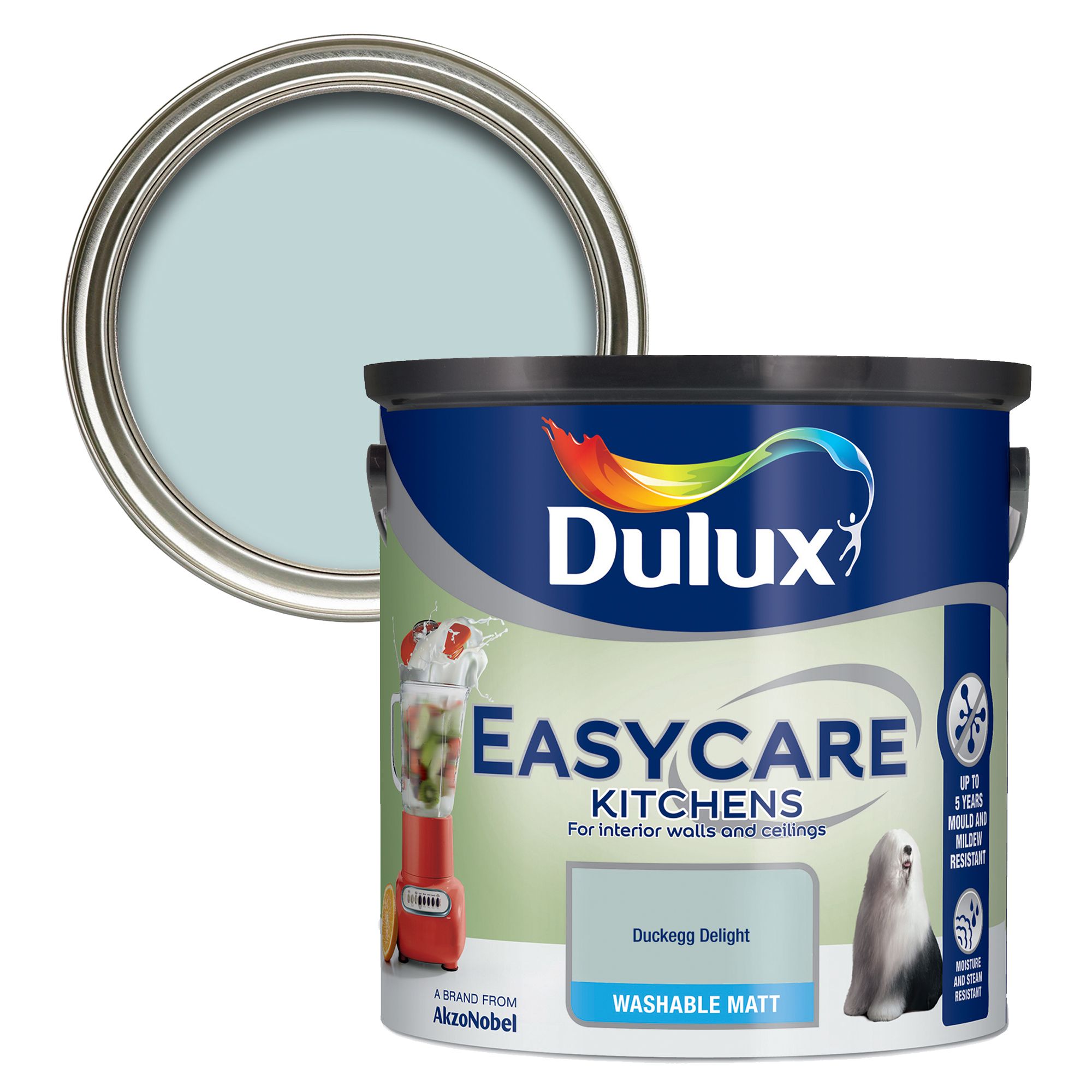 Dulux Easycare Kitchen Duckegg Delight Matt Wall & ceiling Emulsion paint, 2.5L