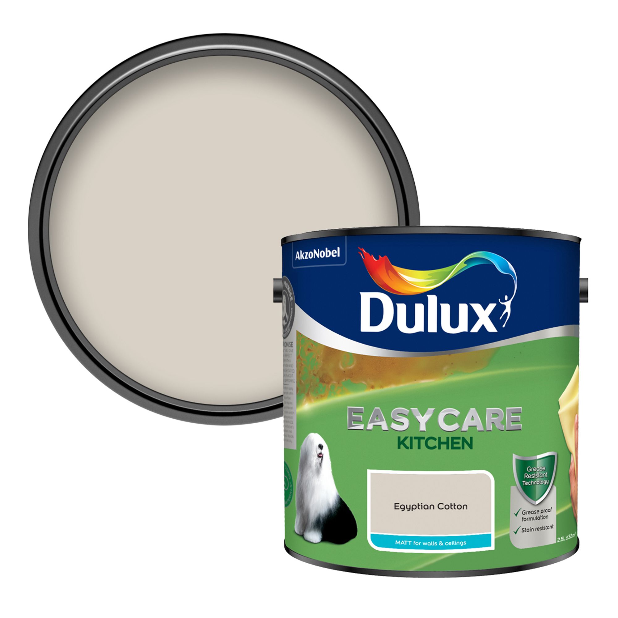 Dulux Easycare Kitchen Egyptian Cotton Matt Wall & ceiling Emulsion ...