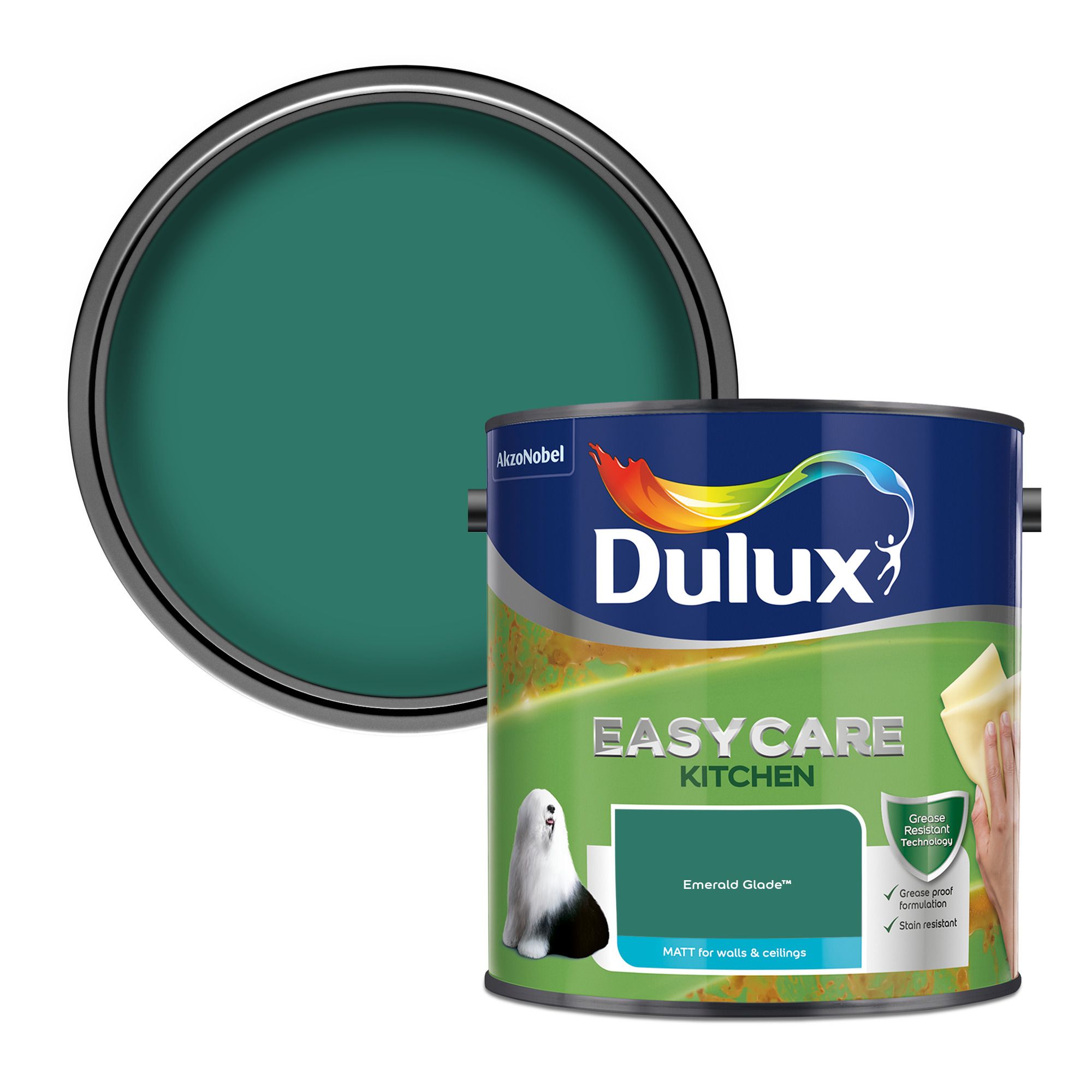 Dulux Easycare Kitchen Emerald Glade Matt Emulsion paint, 2.5L DIY at B&Q