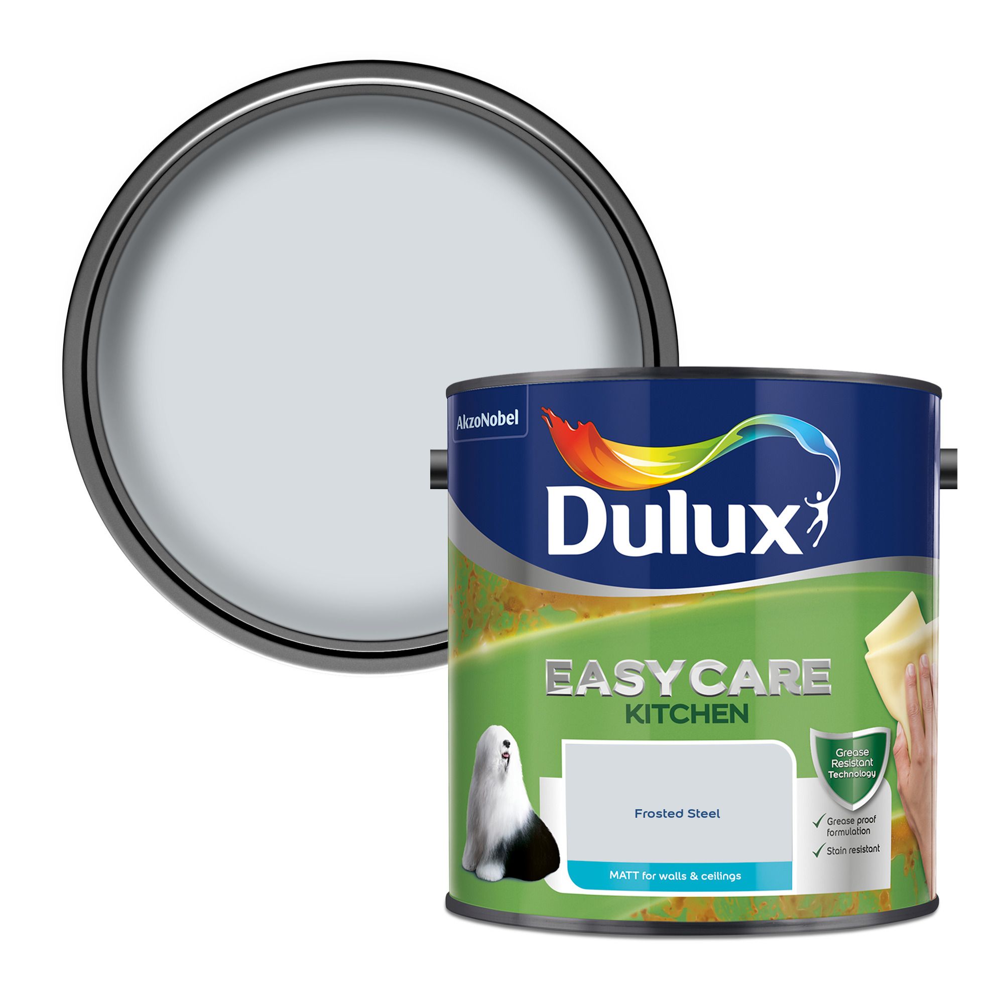 Dulux Easycare Kitchen Frosted steel Matt Emulsion paint, 2.5L DIY at B&Q