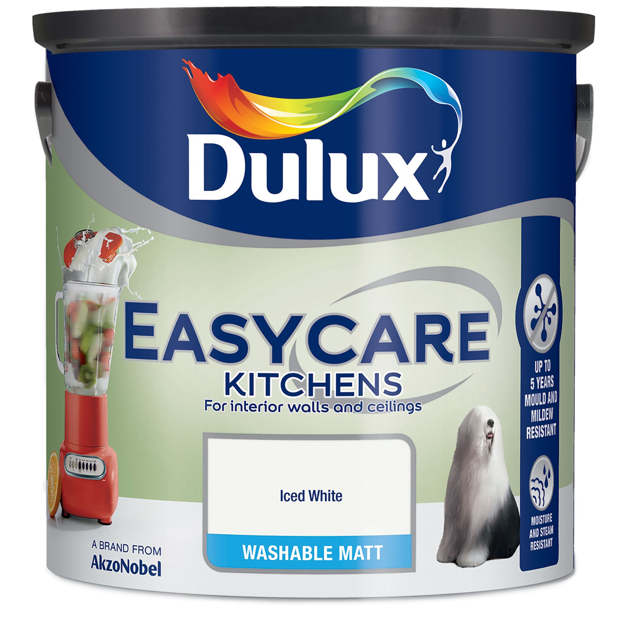 Dulux Easycare Kitchen Iced White Matt Wall & ceiling Emulsion paint, 2.5L
