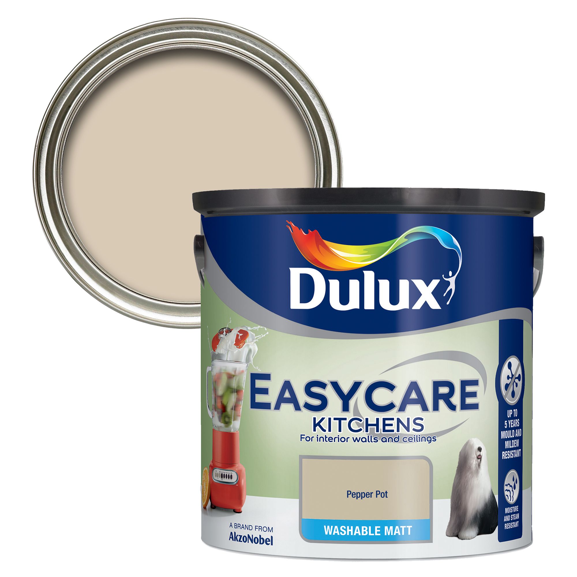 Dulux Easycare Kitchen Pepper pot Flat matt Emulsion paint, 2.5L DIY at B&Q