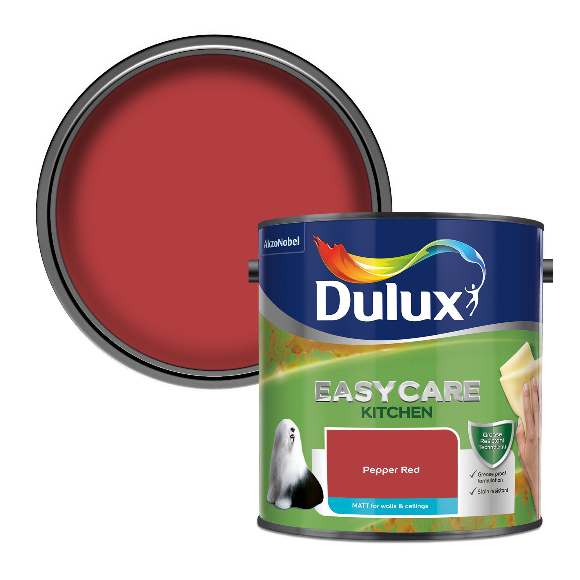 Dulux Easycare Kitchen Pepper Red Matt Emulsion paint, 2.5L DIY at B&Q