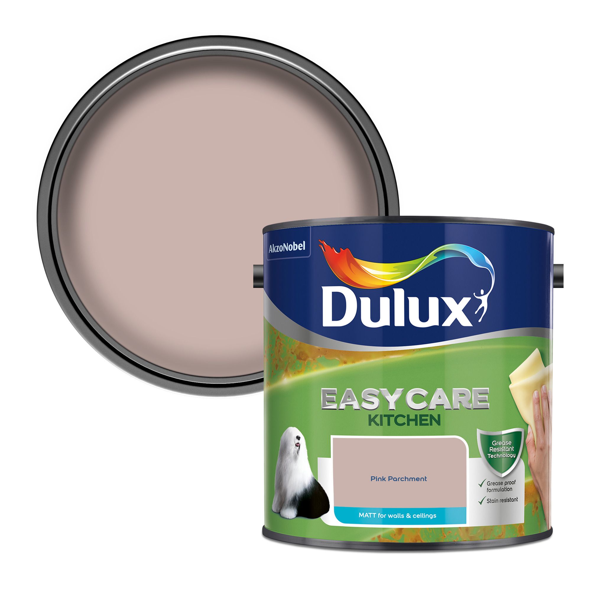 Dulux Easycare Kitchen Pink Parchment Matt Wall paint, 2.5L