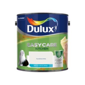 Dulux Easycare Kitchen Pure brilliant white Matt Emulsion paint, 2.5L
