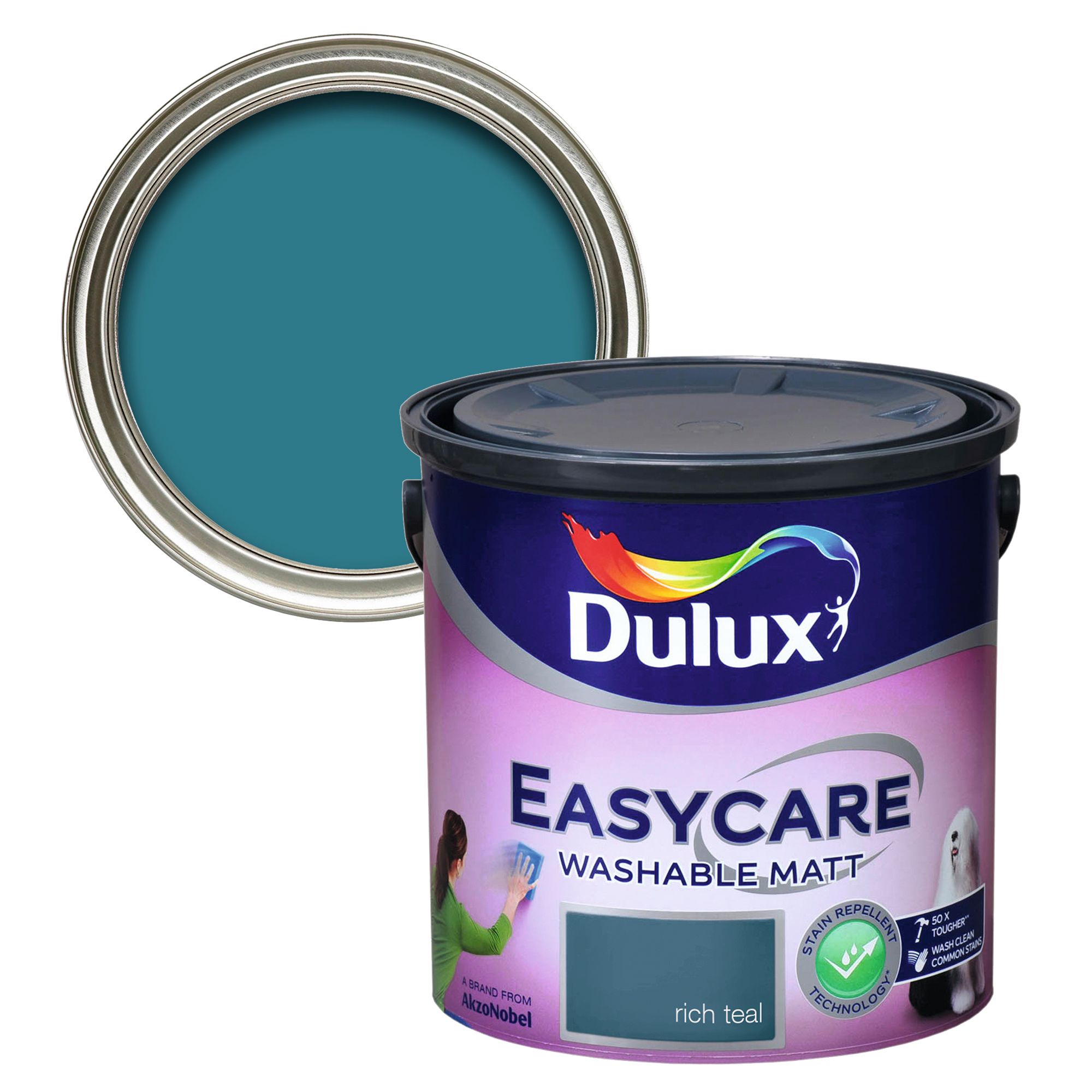 Dulux Easycare Kitchen Rich Teal Matt Wall & ceiling Emulsion paint, 2.5L