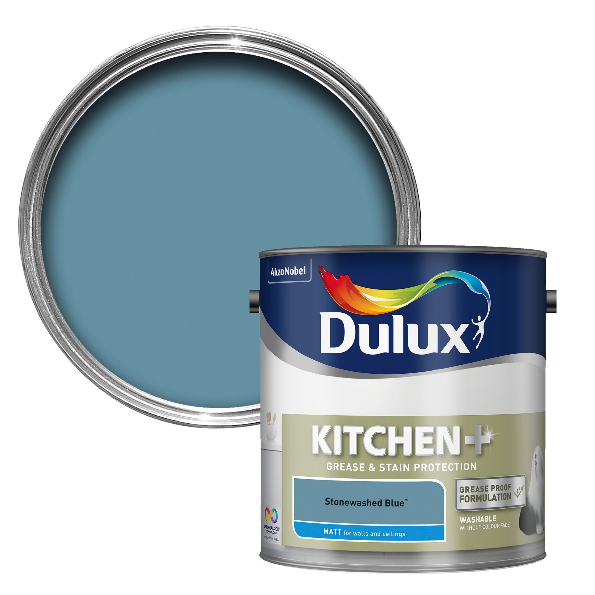 Dulux Easycare Kitchen Stonewashed blue Matt Emulsion paint, 2.5L DIY