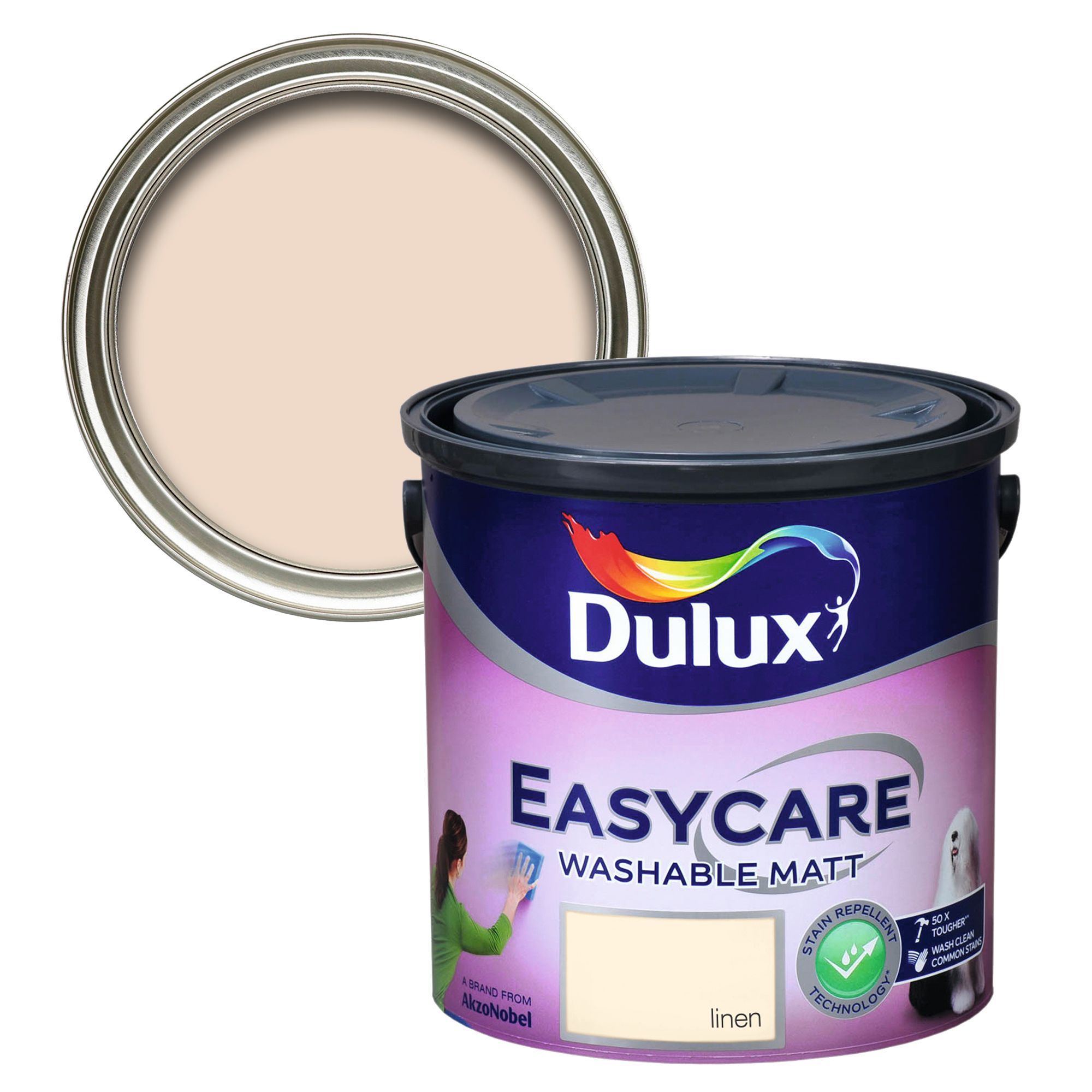 Dulux Easycare Linen Flat matt Emulsion paint, 2.5L DIY at B&Q