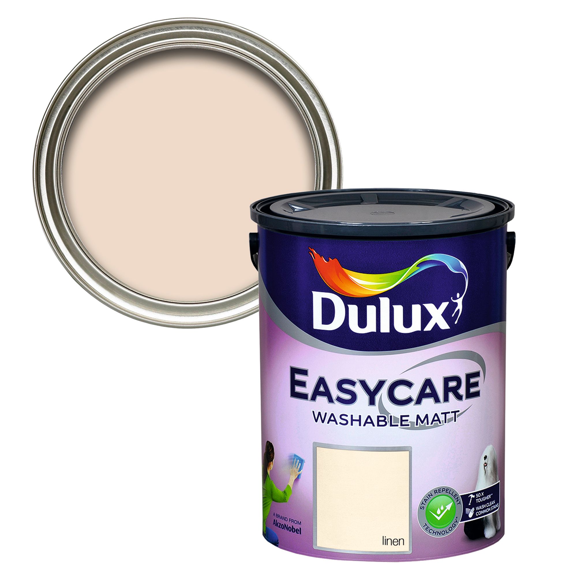 Dulux Easycare Linen Flat matt Wall & ceiling Emulsion paint, 5L