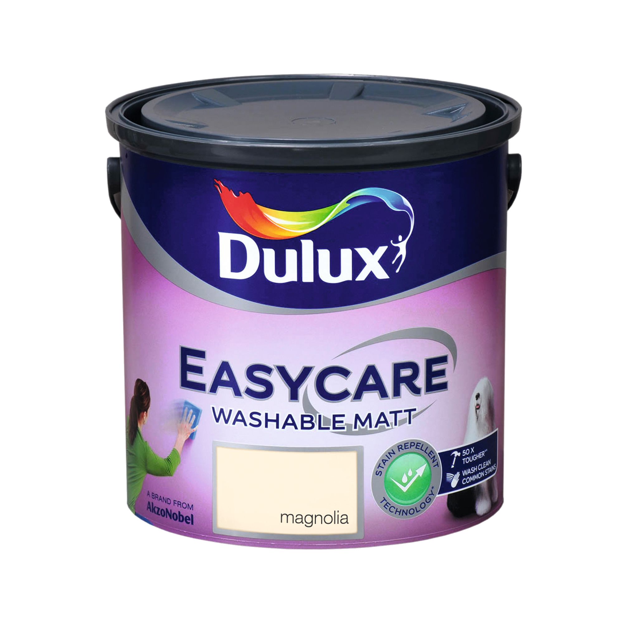 Dulux Easycare Magnolia Flat matt Wall & ceiling Emulsion paint, 2.5L