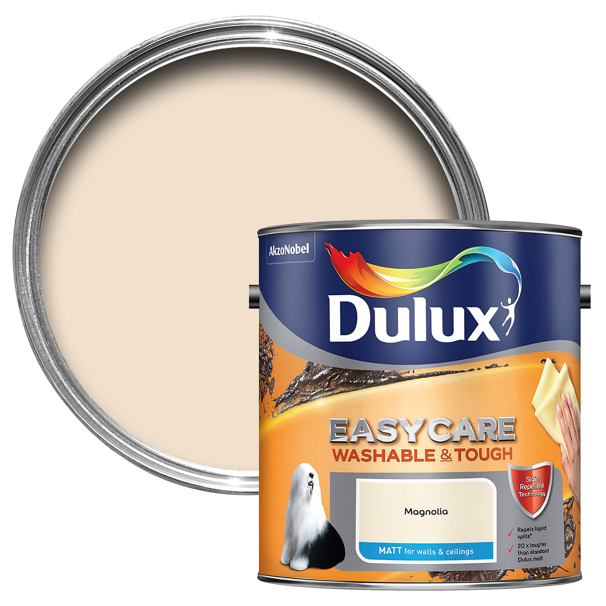 Dulux Easycare Magnolia Matt Emulsion paint, 2.5L