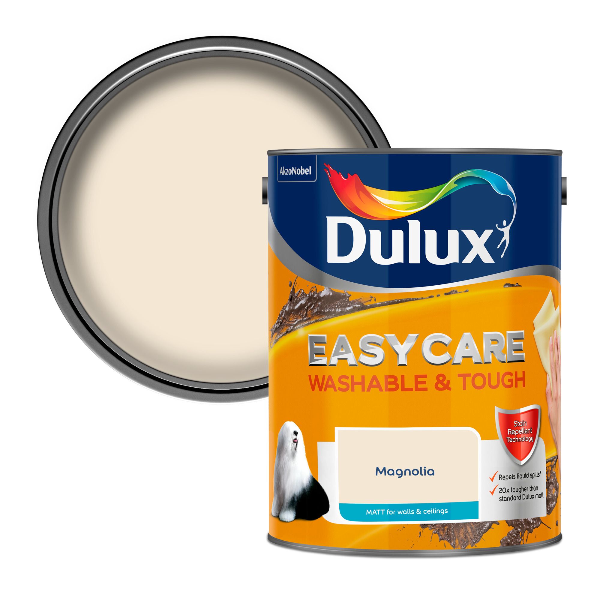 Dulux Easycare Magnolia Matt Emulsion paint, 5L