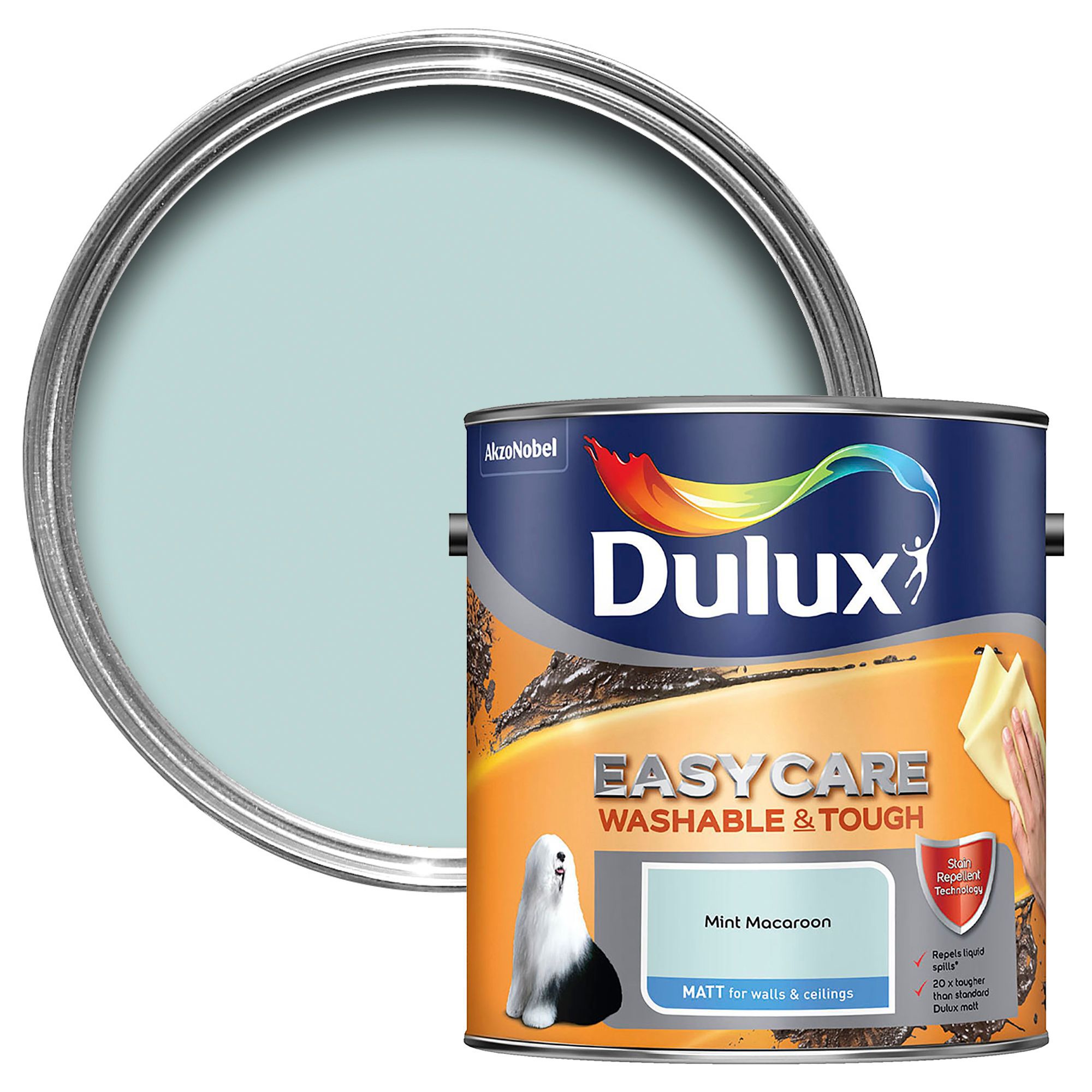 Dulux Easycare Mint macaroon Matt Emulsion paint, 2.5L