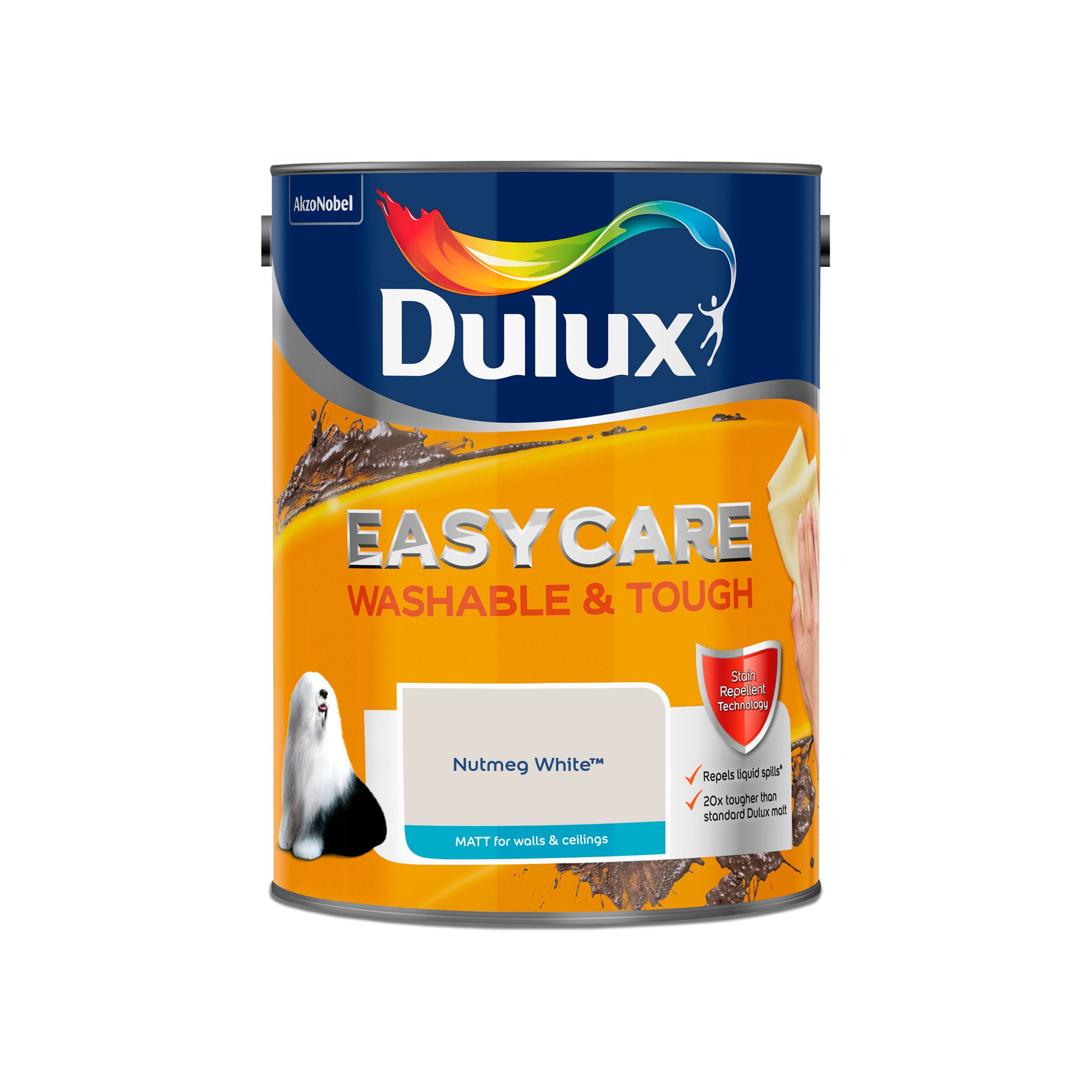 Dulux Easycare Nutmeg white Matt Emulsion paint, 5L