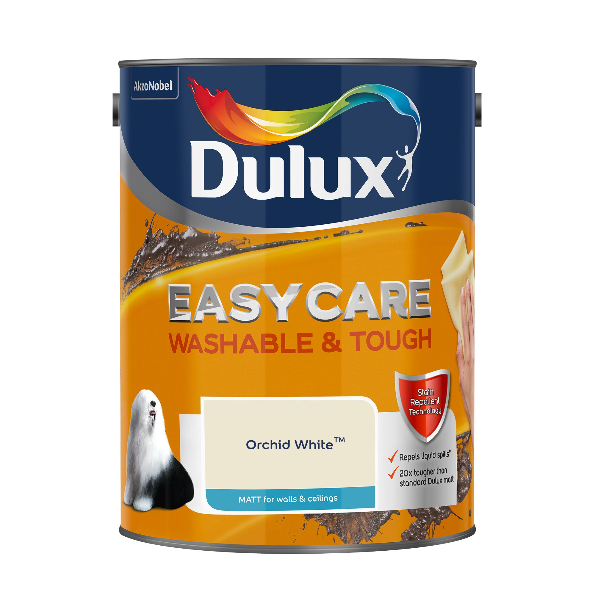 Dulux Easycare Orchid white Matt Emulsion paint, 5L