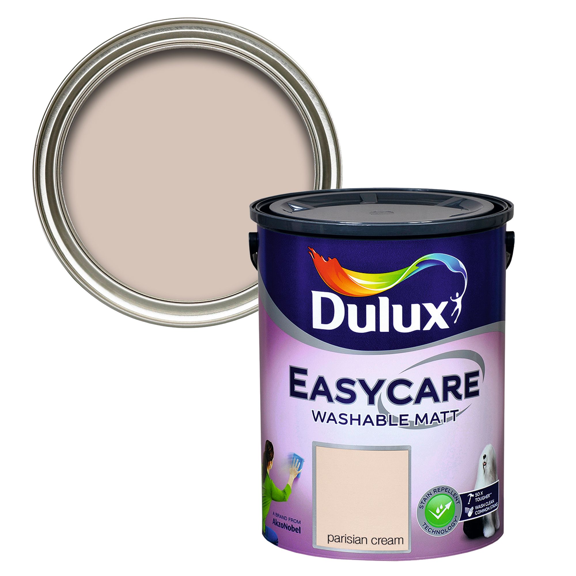 Dulux Easycare Parisian cream Flat matt Wall & ceiling Emulsion paint, 5L