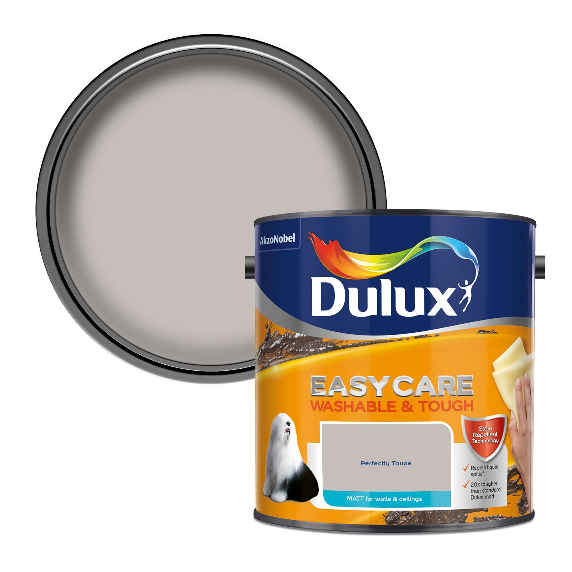 Dulux Easycare Perfectly taupe Matt Emulsion paint, 2.5L