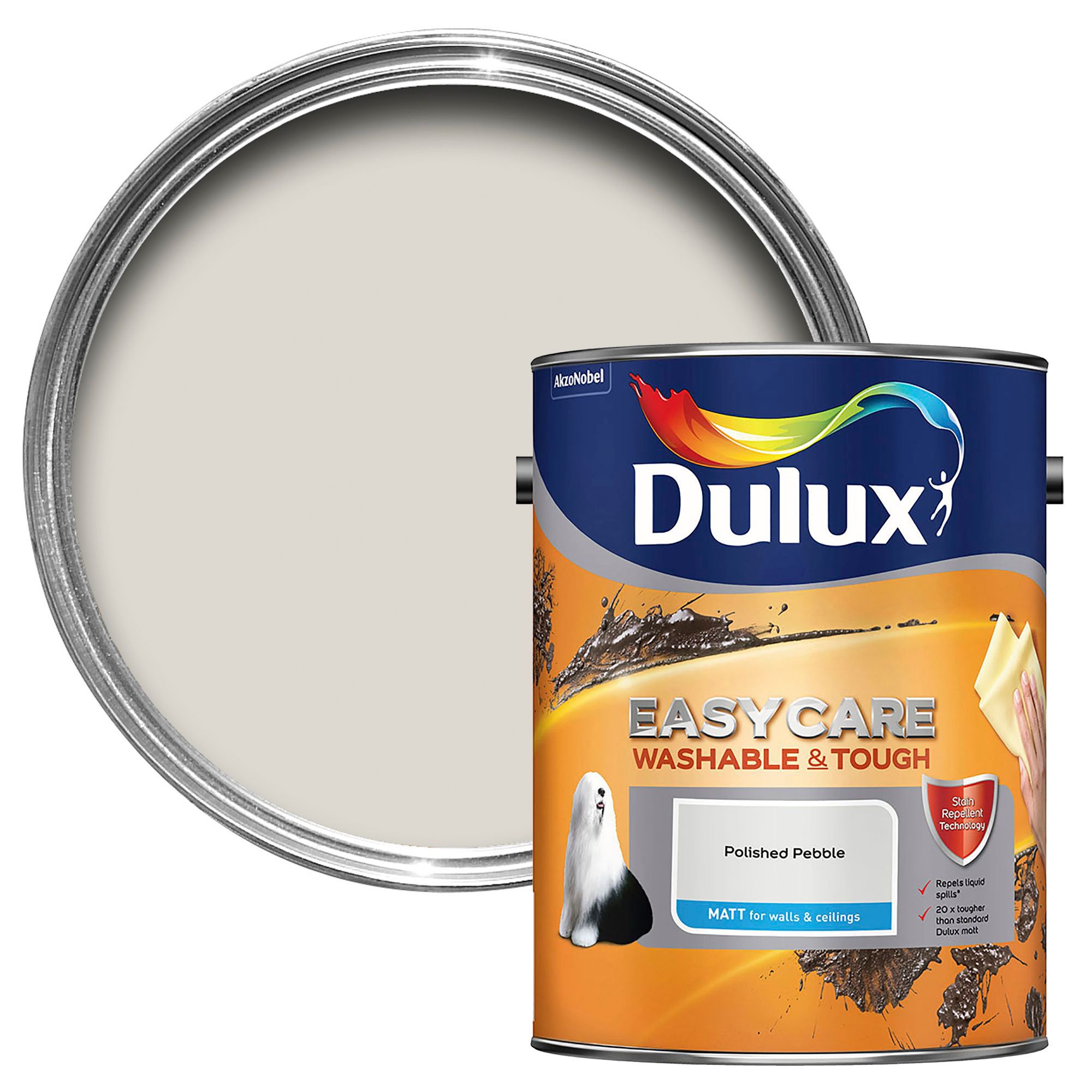 Dulux Easycare Polished pebble Matt Emulsion paint, 5L