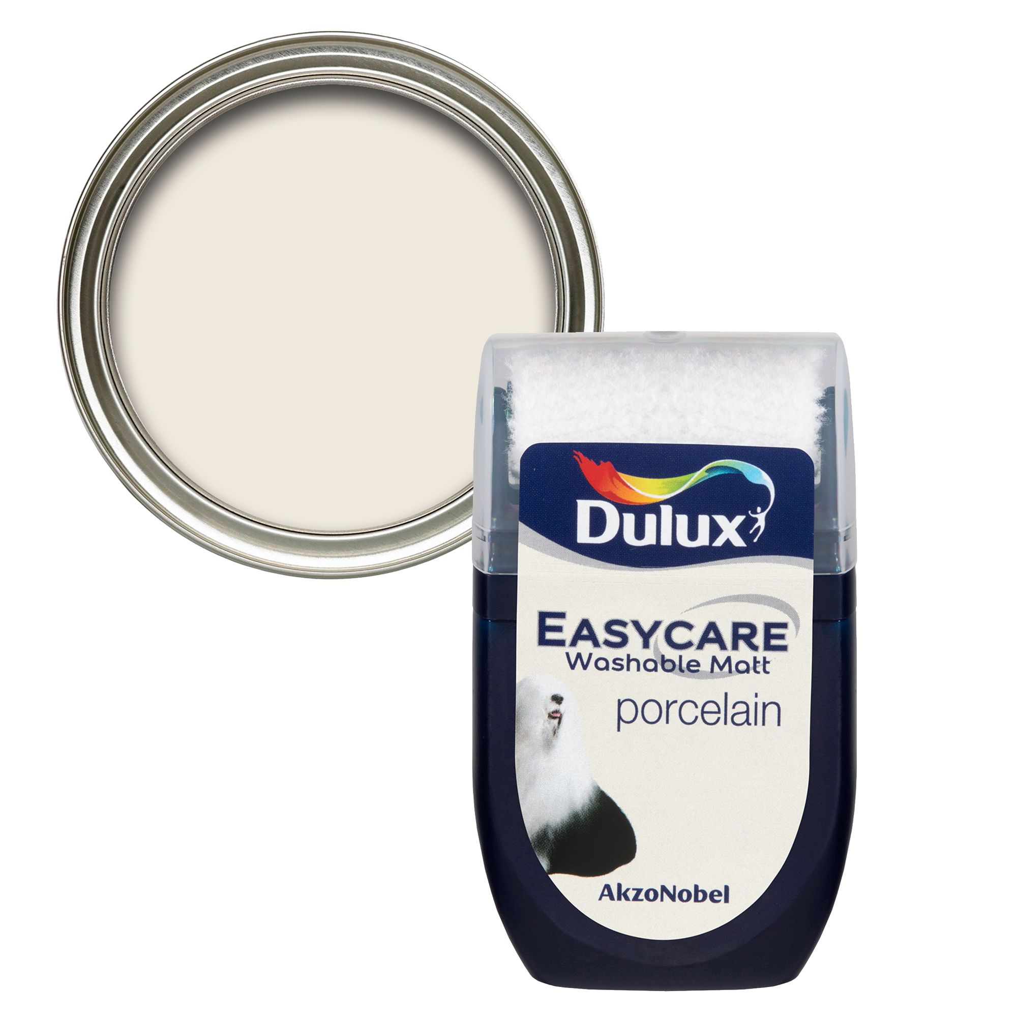 Dulux Easycare Porcelain Flat matt Wall & ceiling Emulsion paint, 30ml Tester pot