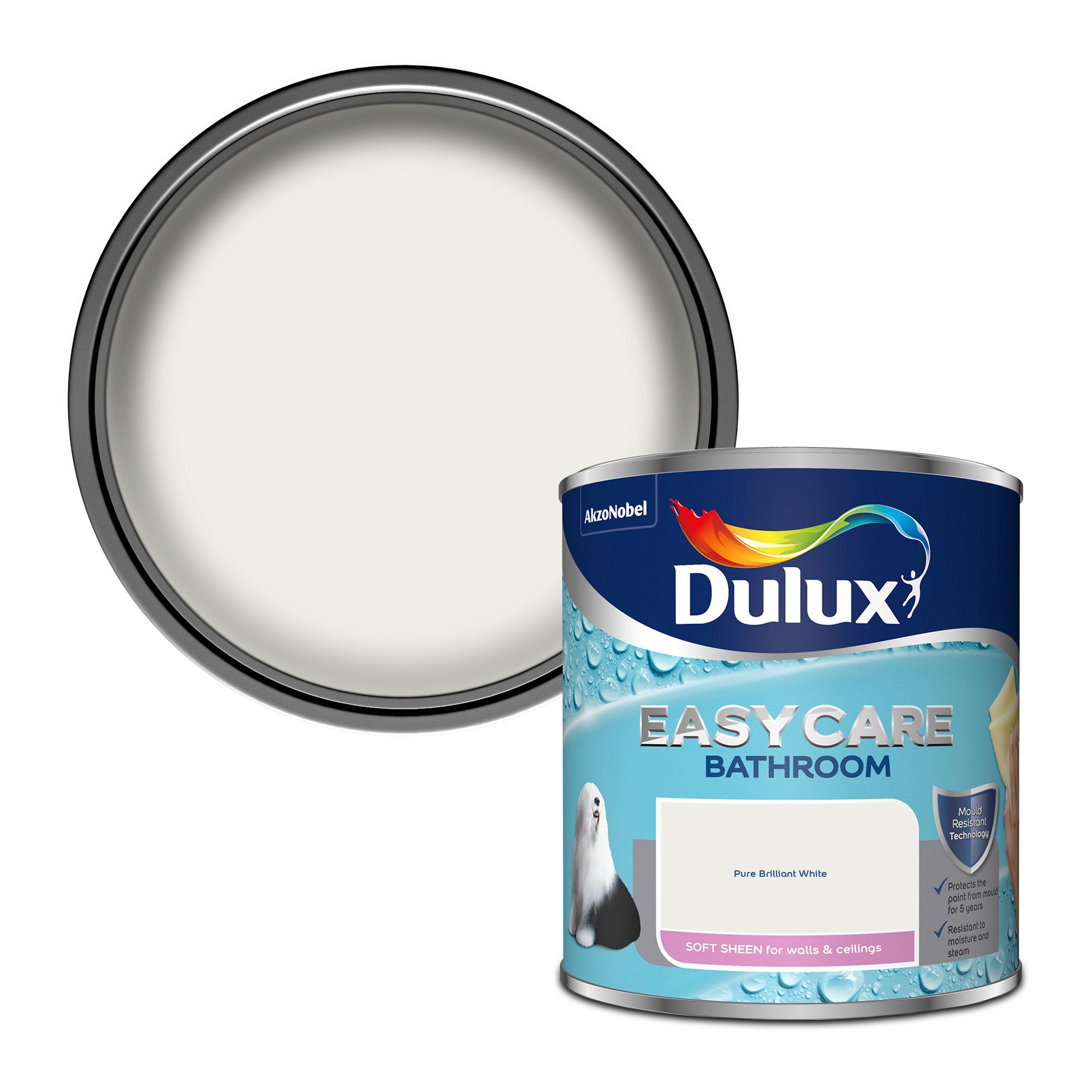 Dulux Easycare Pure brilliant white Soft sheen Emulsion paint, 1L