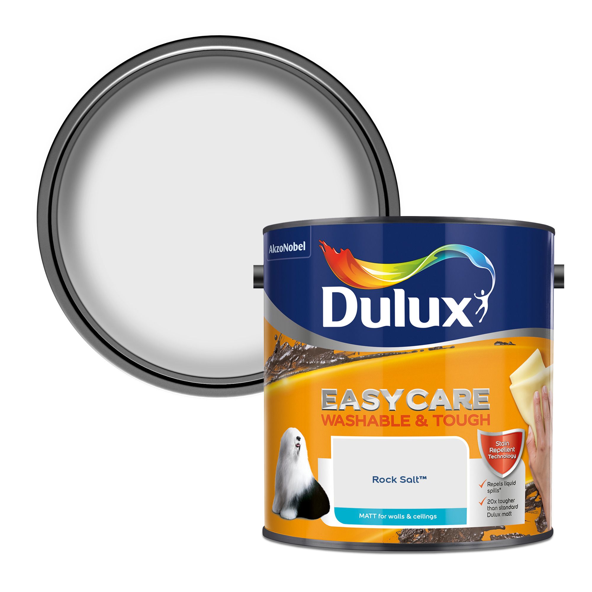 Dulux Easycare Rock salt Matt Emulsion paint, 2.5L