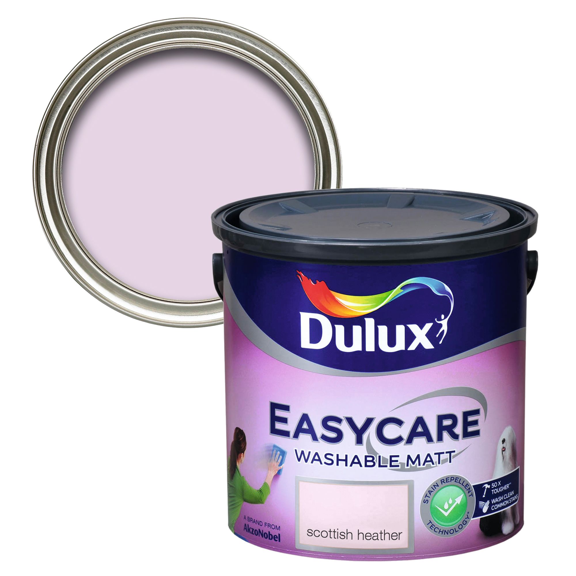 Dulux Easycare Scottish heather Flat matt Emulsion paint, 2.5L DIY at B&Q