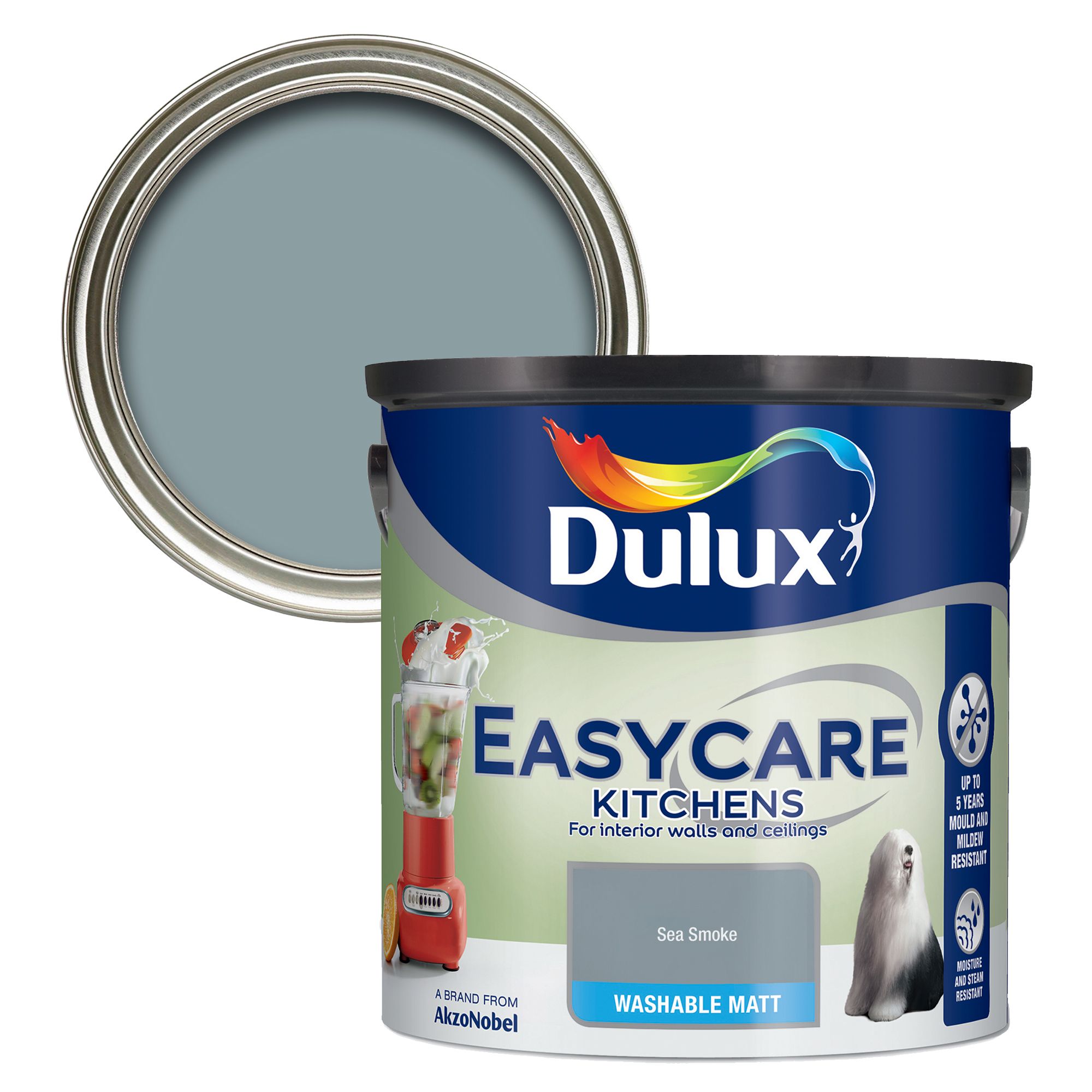 Dulux Easycare Sea smoke Flat matt Emulsion paint, 2.5L DIY at B&Q