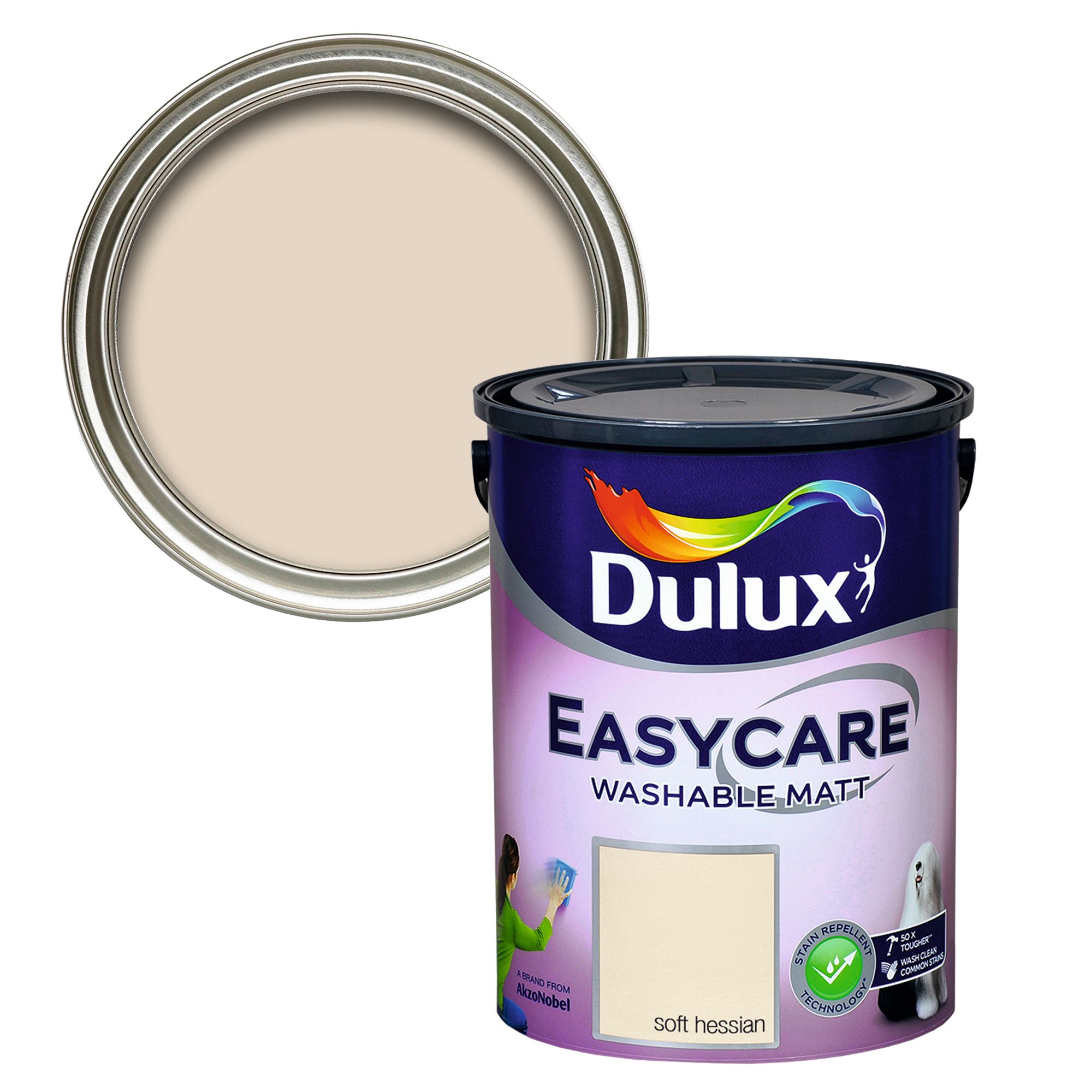 Dulux Easycare Soft hessian Flat matt Emulsion paint, 5L DIY at B&Q