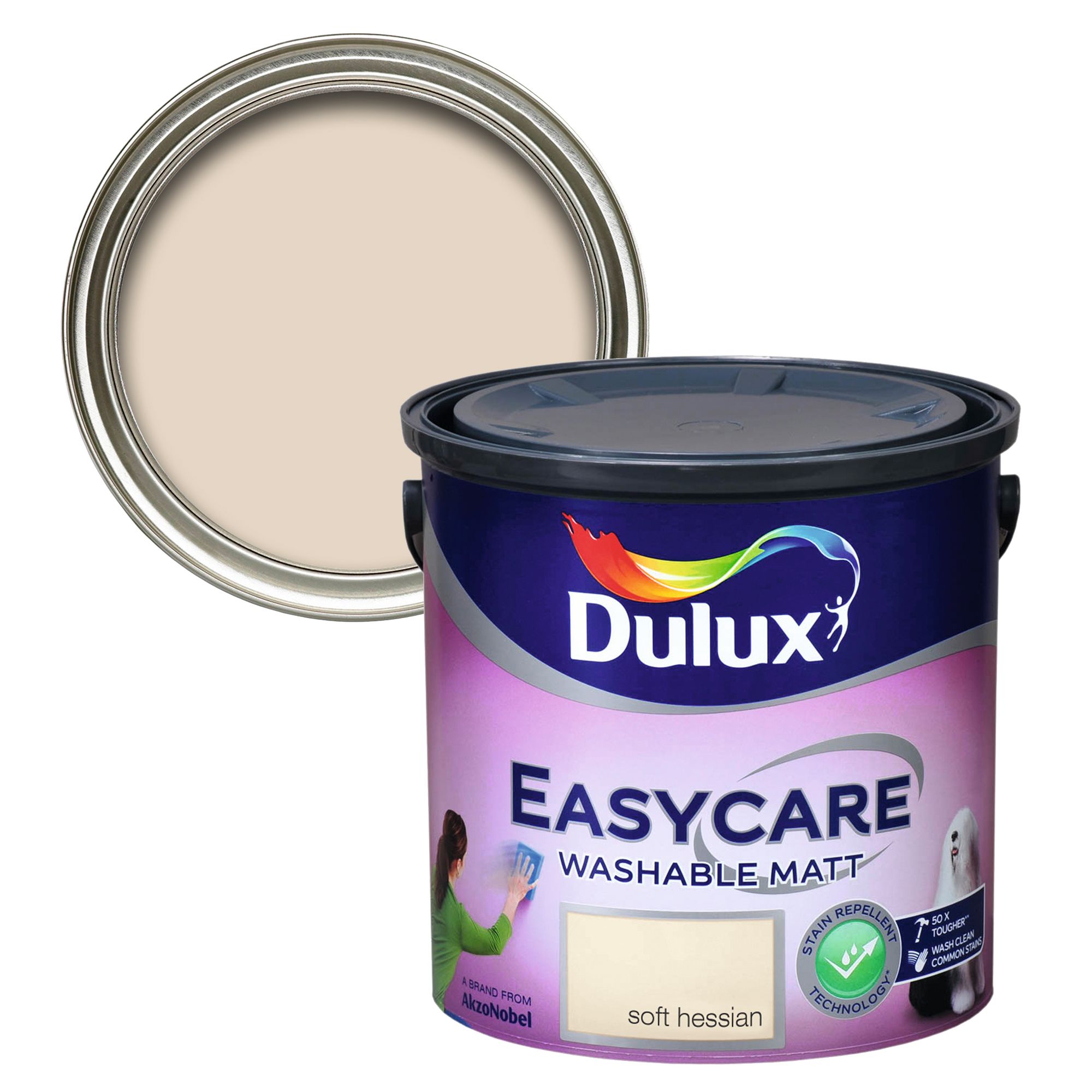 Dulux Easycare Soft hessian Flat matt Wall & ceiling Emulsion paint, 2.5L