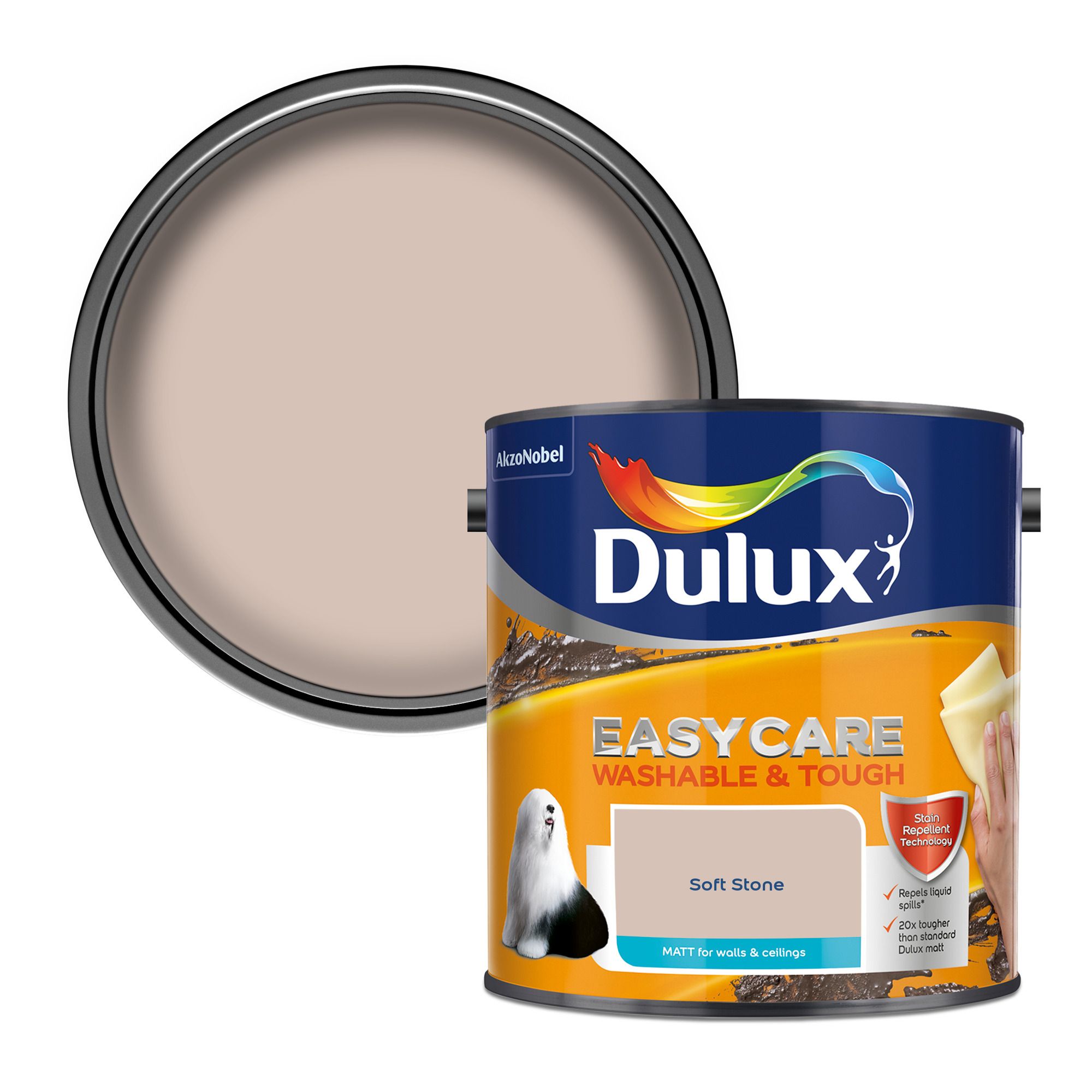 Dulux Easycare Soft stone Matt Emulsion paint, 2.5L DIY at B&Q