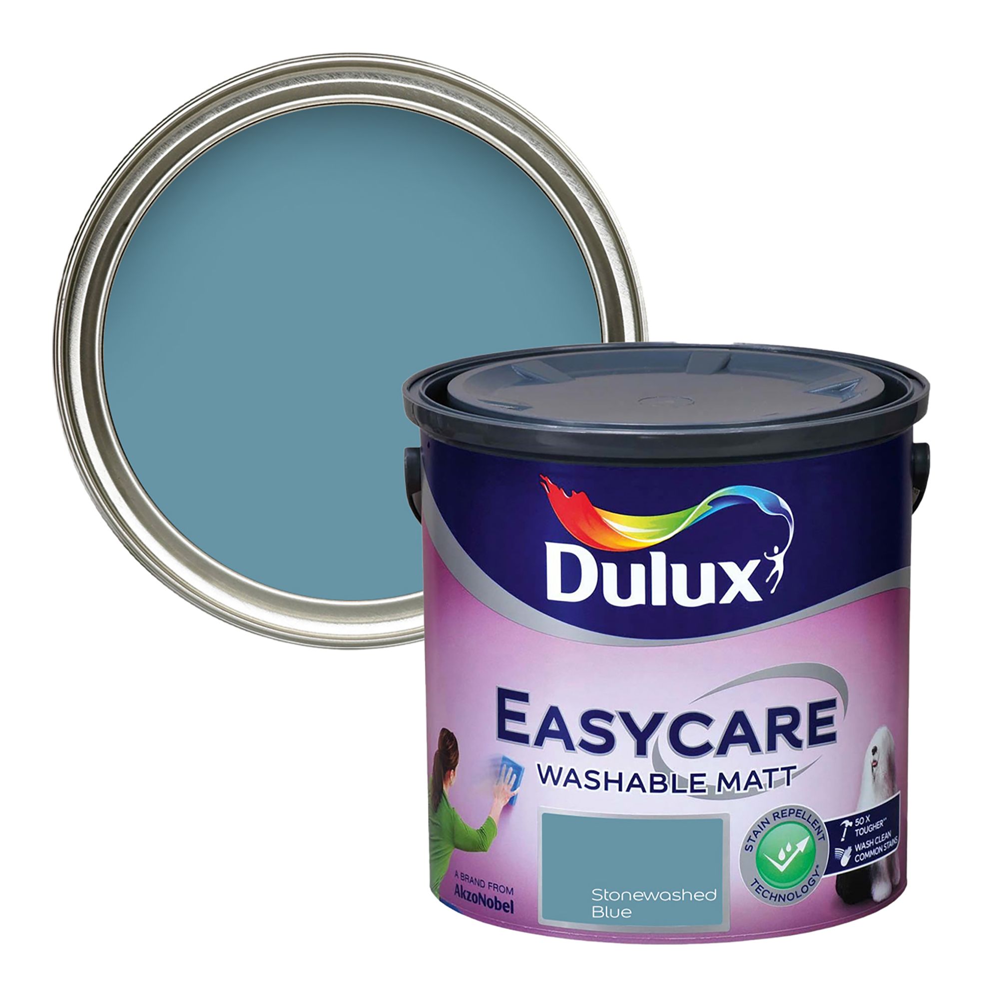 Dulux Easycare Stonewashed Blue Matt Wall paint, 2.5L DIY at B&Q