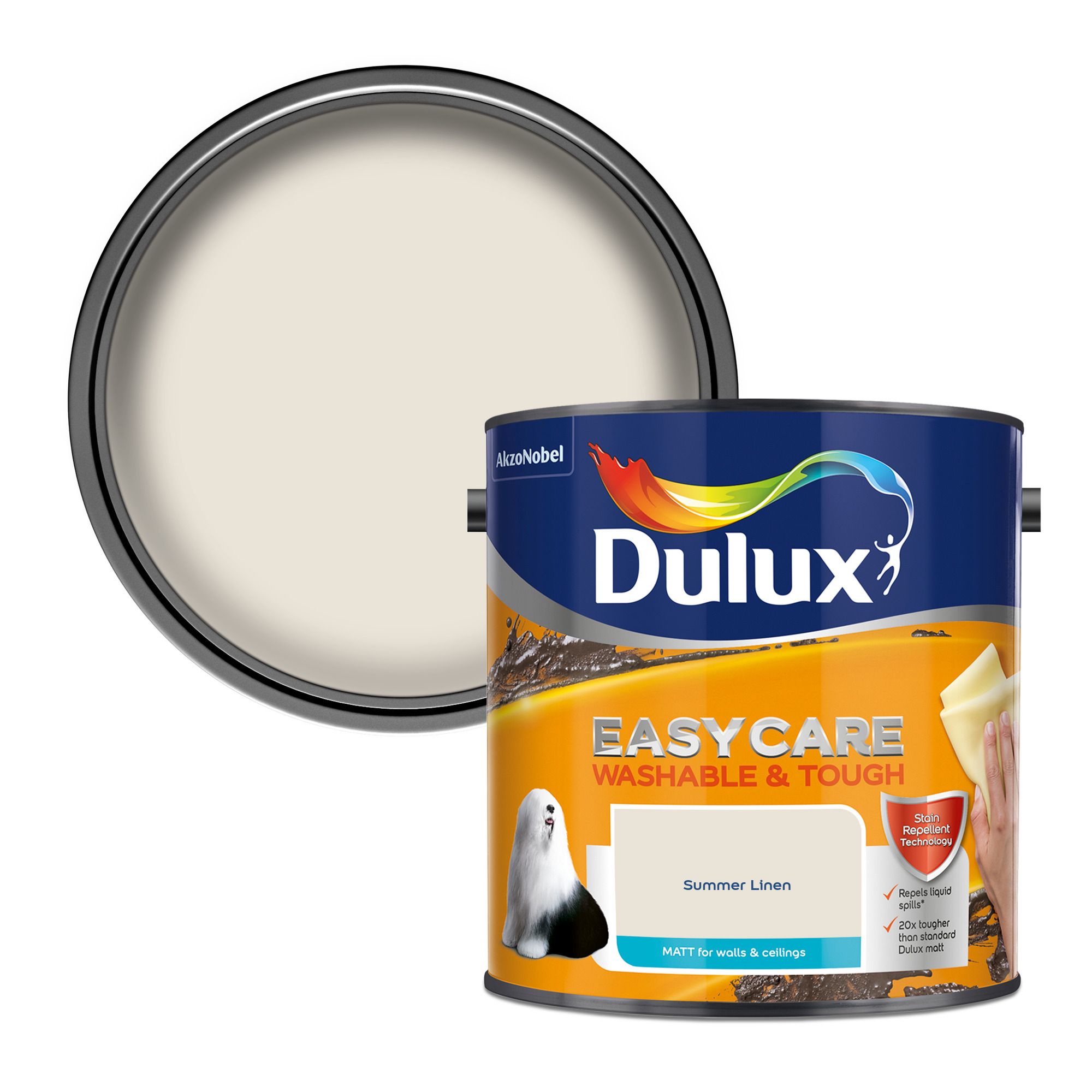 Dulux Easycare Summer linen Matt Emulsion paint, 2.5L