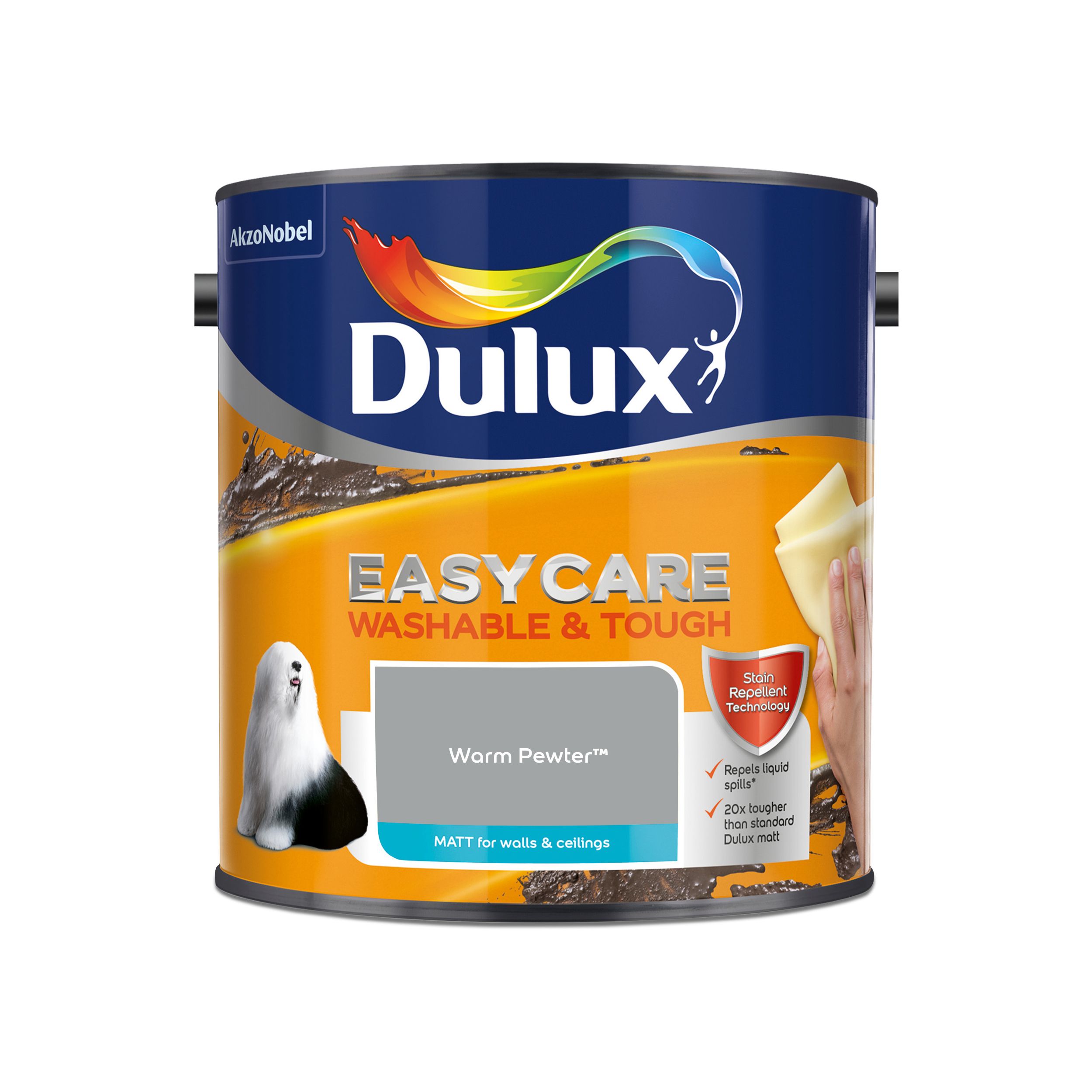 Dulux Easycare Warm pewter Matt Emulsion paint, 2.5L