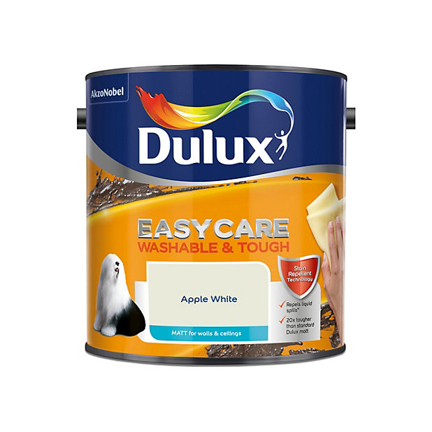 Dulux Easycare Washable Tough Apple White Matt Emulsion Paint 2 5l Diy At B Q - White Paint For Walls Washable