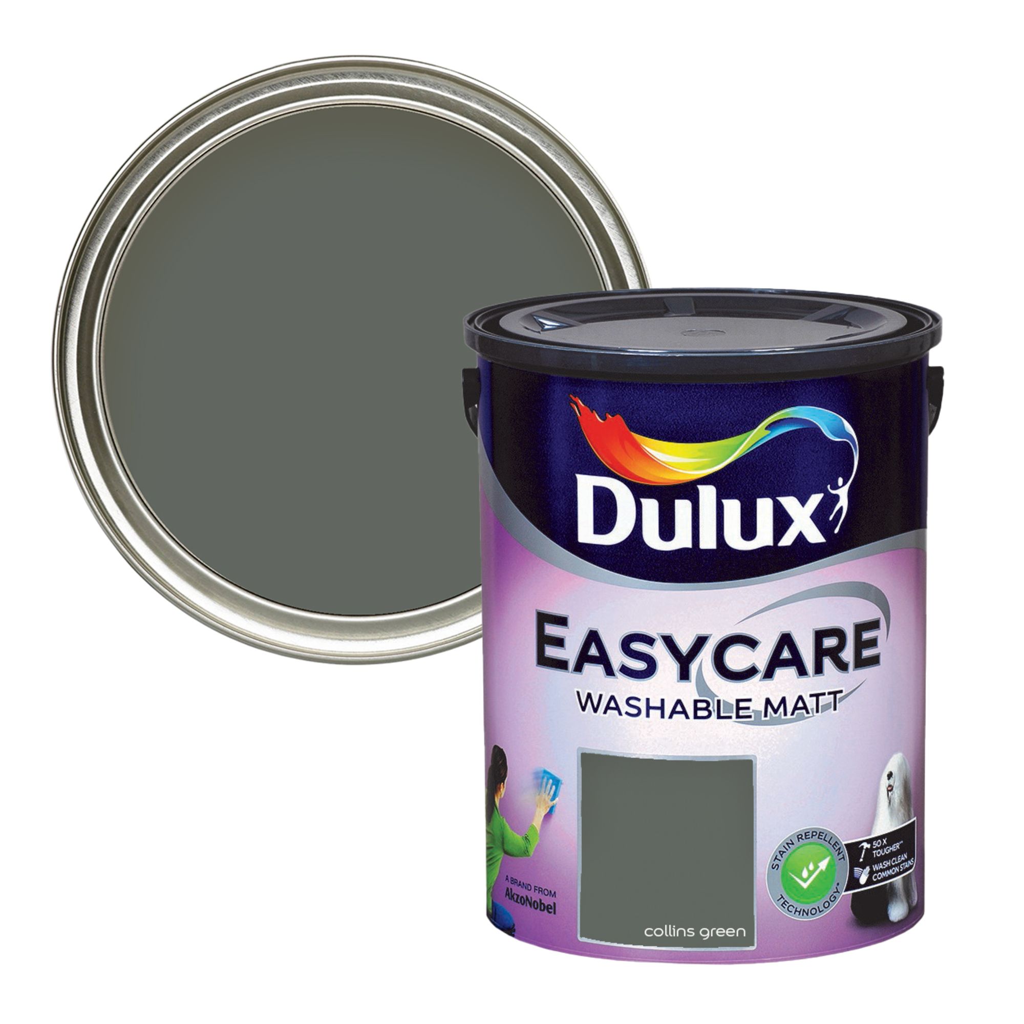 Dulux Easycare Washable & Tough Collins Green Matt Wall & ceiling Emulsion paint, 5L