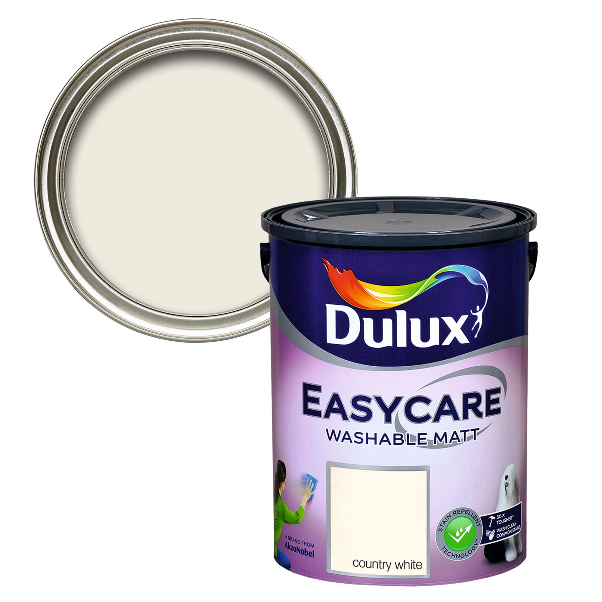 Dulux Easycare Washable & Tough Country White Matt Wall & ceiling Emulsion paint, 5L