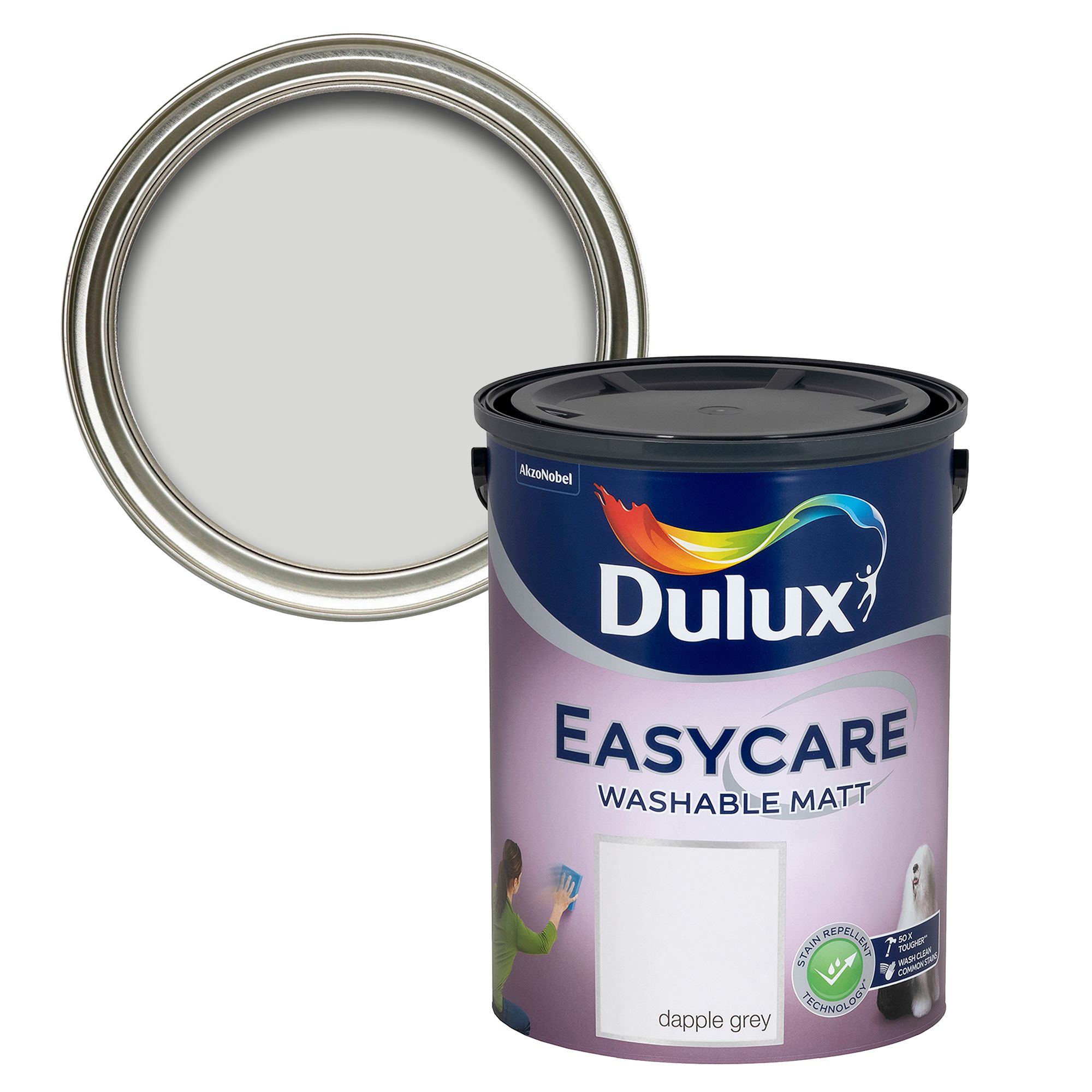 Dulux Easycare Washable & Tough Dapple Grey Matt Wall & ceiling Emulsion paint, 5L