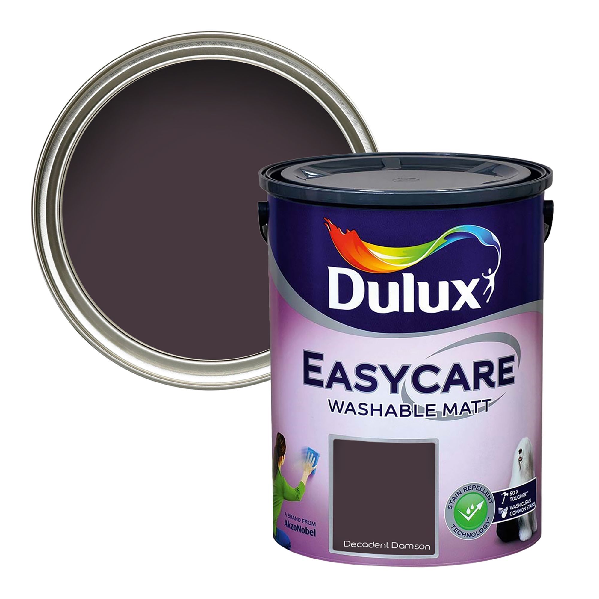 Dulux Easycare Washable & Tough Decadent Damson Matt Wall & ceiling Emulsion paint, 5L