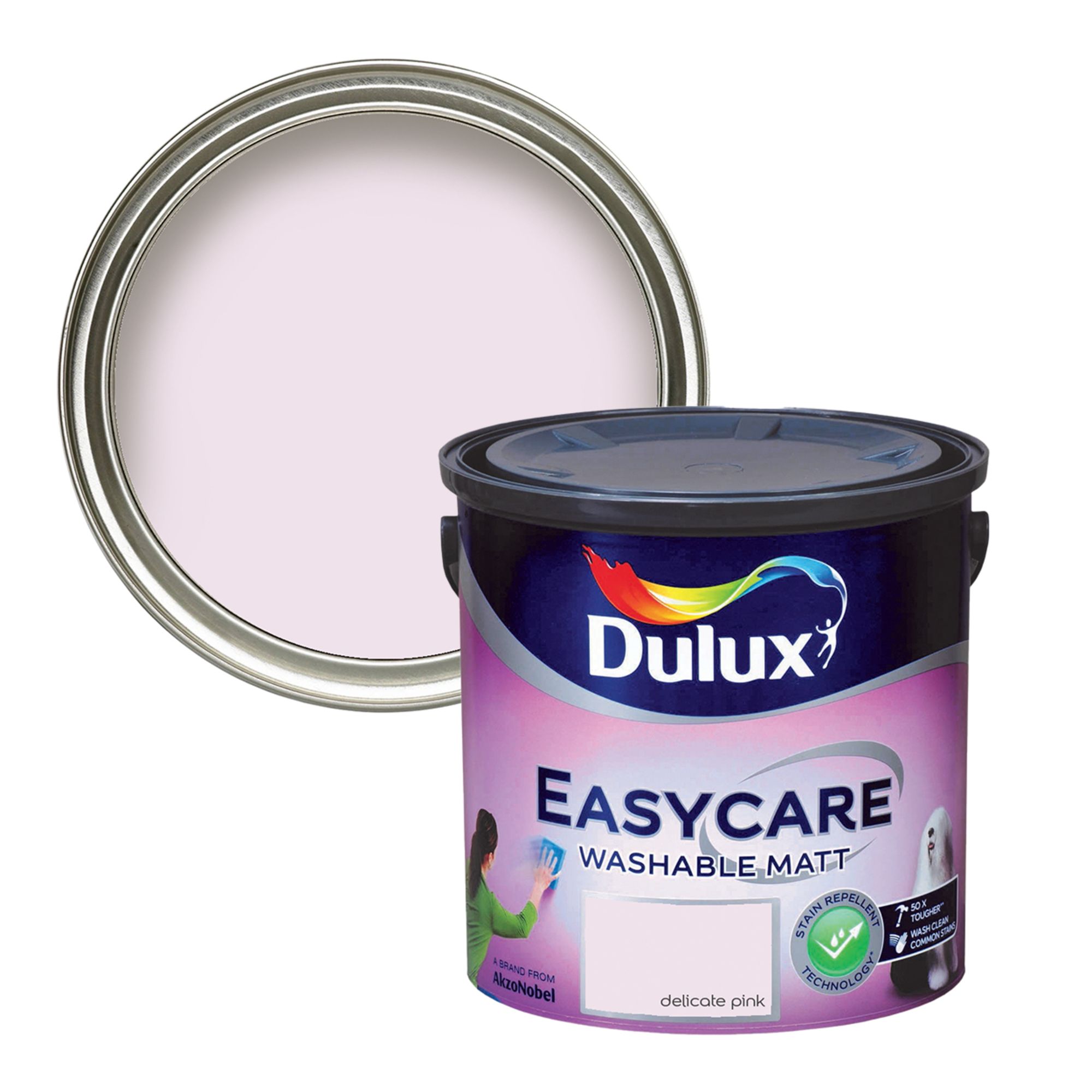 Dulux Easycare Washable & Tough Delicate Pink Matt Wall & ceiling Emulsion paint, 2.5L