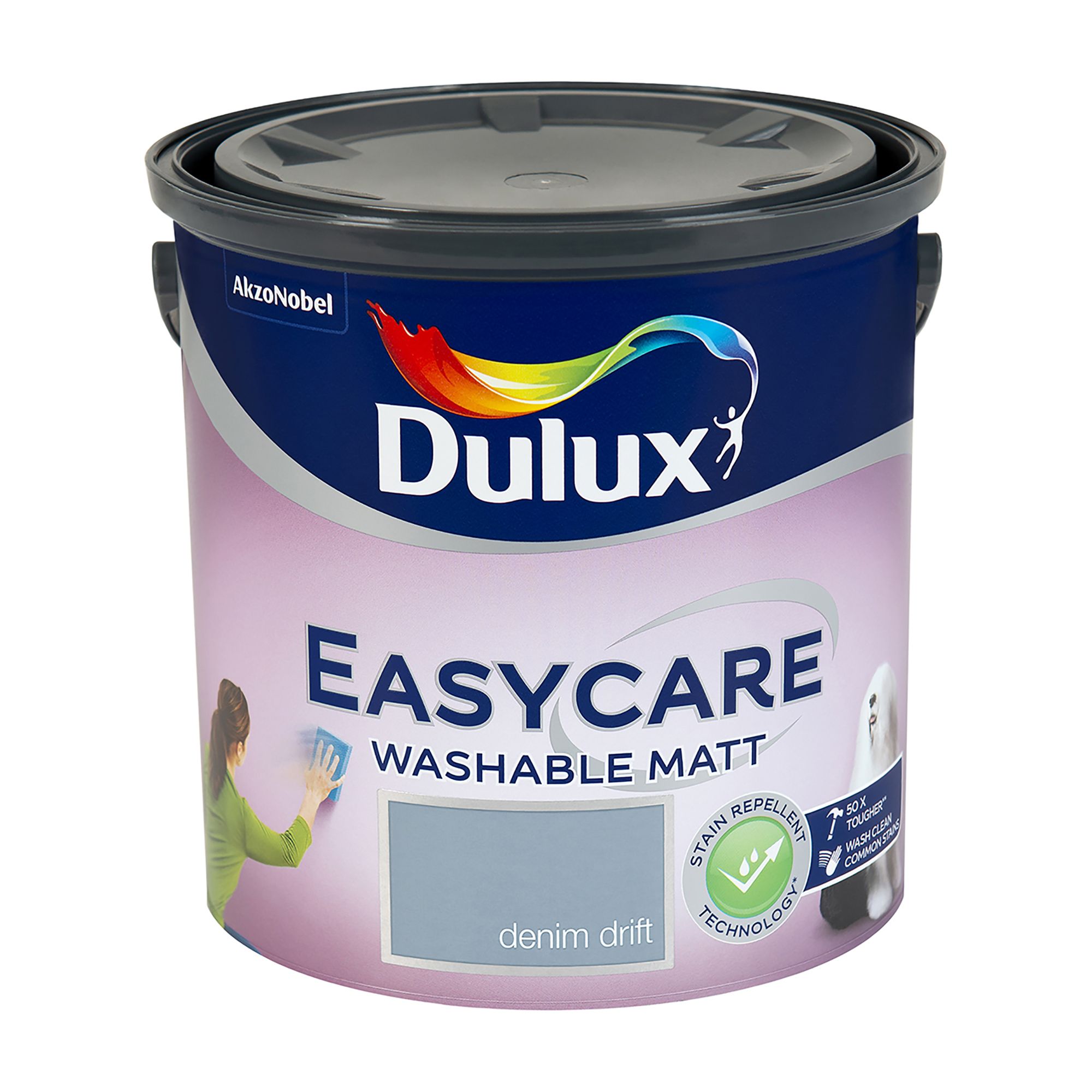 Dulux Easycare Washable & Tough Denim Drift Matt Wall & ceiling Emulsion paint, 2.5L