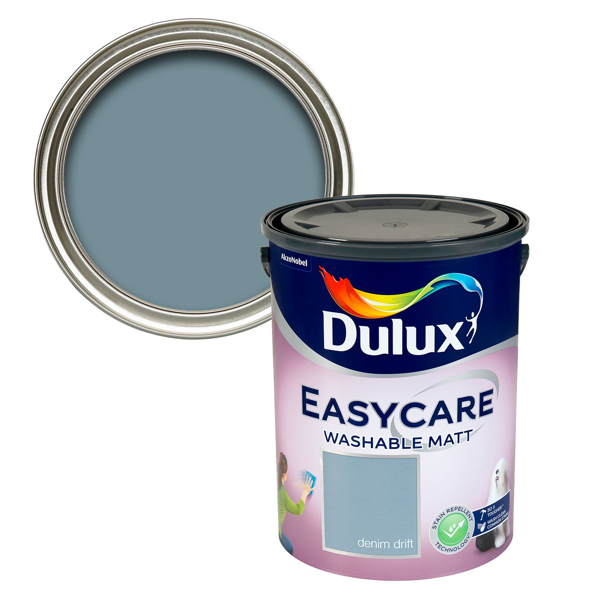 Dulux Easycare Washable & Tough Denim Drift Matt Wall & ceiling Emulsion paint, 5L