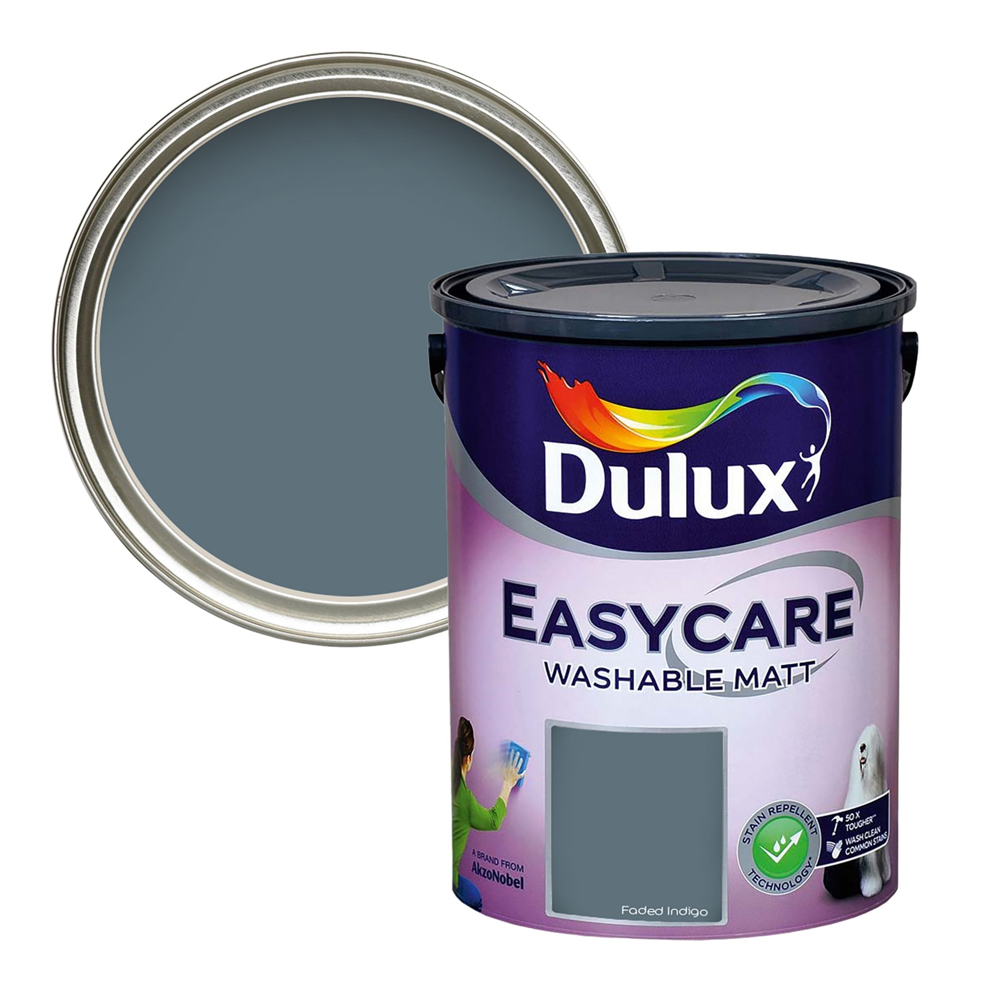 Dulux Easycare Washable & Tough Faded Indigo Matt Wall & ceiling Emulsion paint, 5L