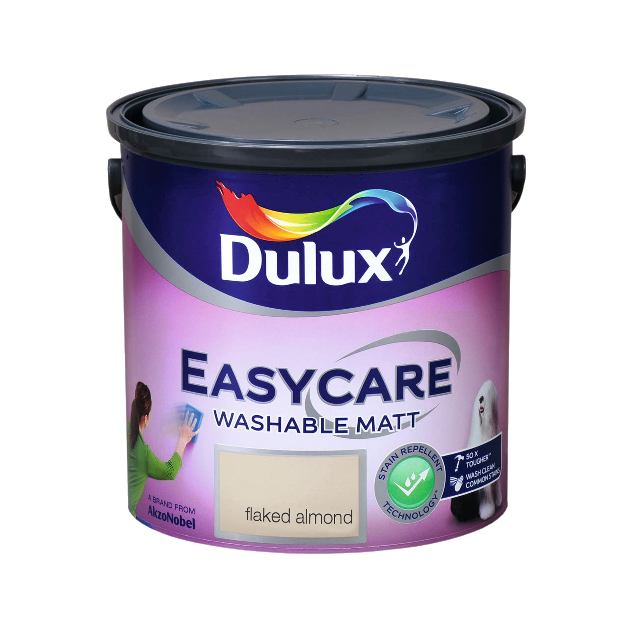 Dulux Easycare Washable & Tough Flaked Almond Matt Wall & ceiling Emulsion paint, 2.5L