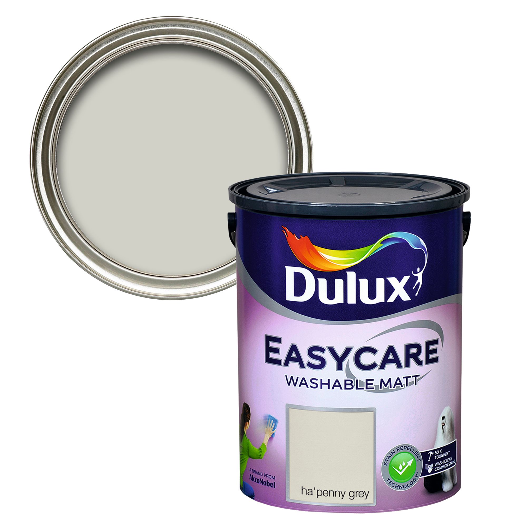 Dulux Easycare Washable & Tough Ha'Penny Grey Matt Wall & ceiling Emulsion paint, 5L