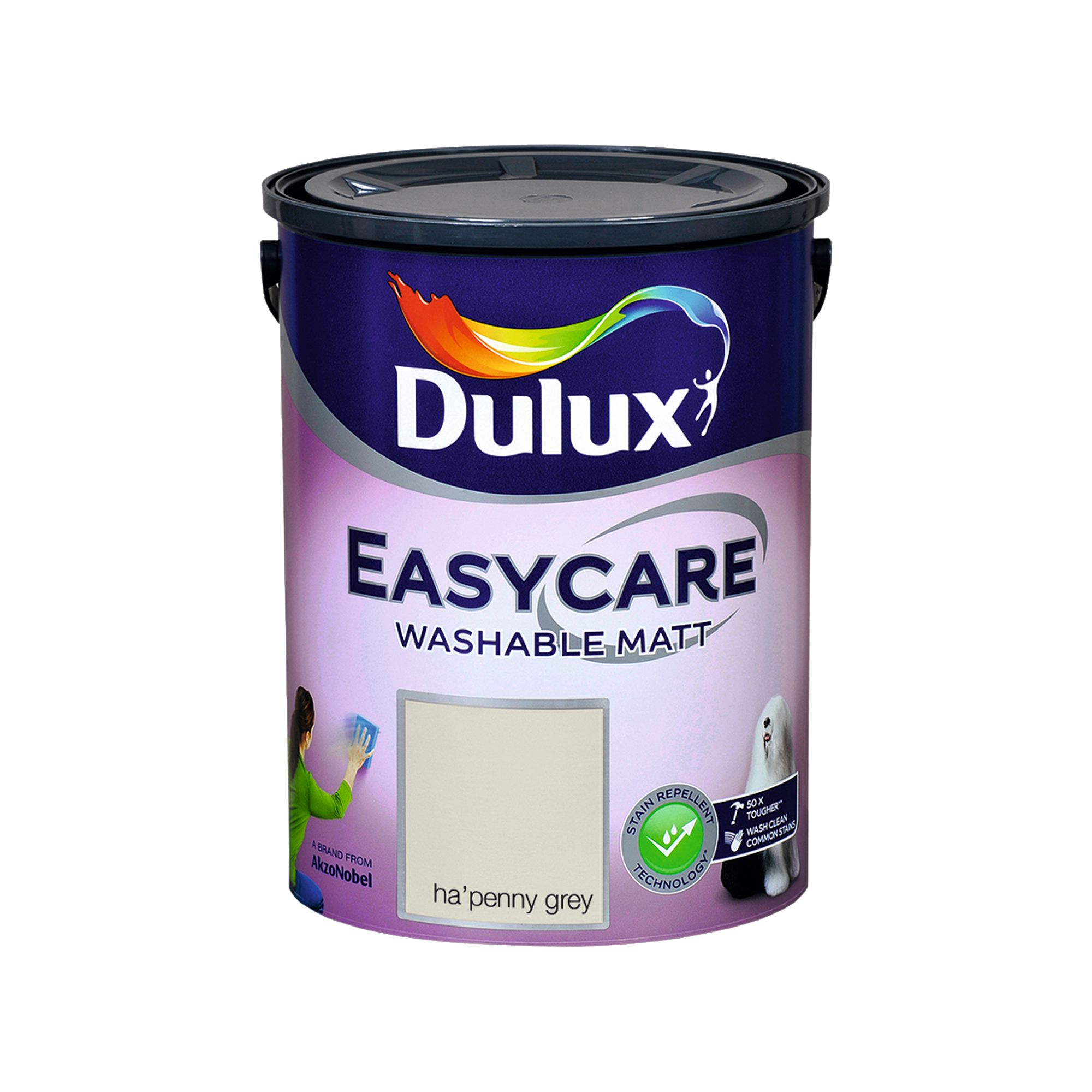 Dulux Easycare Washable & Tough Ha'Penny Grey Matt Wall & ceiling Emulsion paint, 5L