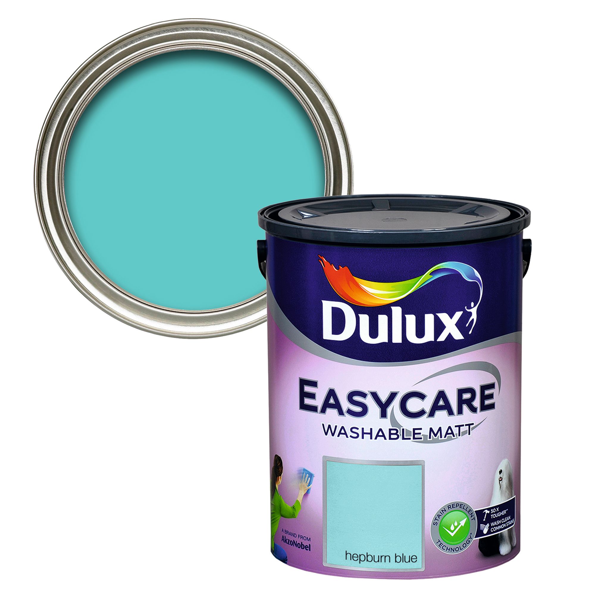 Dulux Easycare Washable & Tough Hepburn Blue Matt Wall & ceiling Emulsion paint, 5L