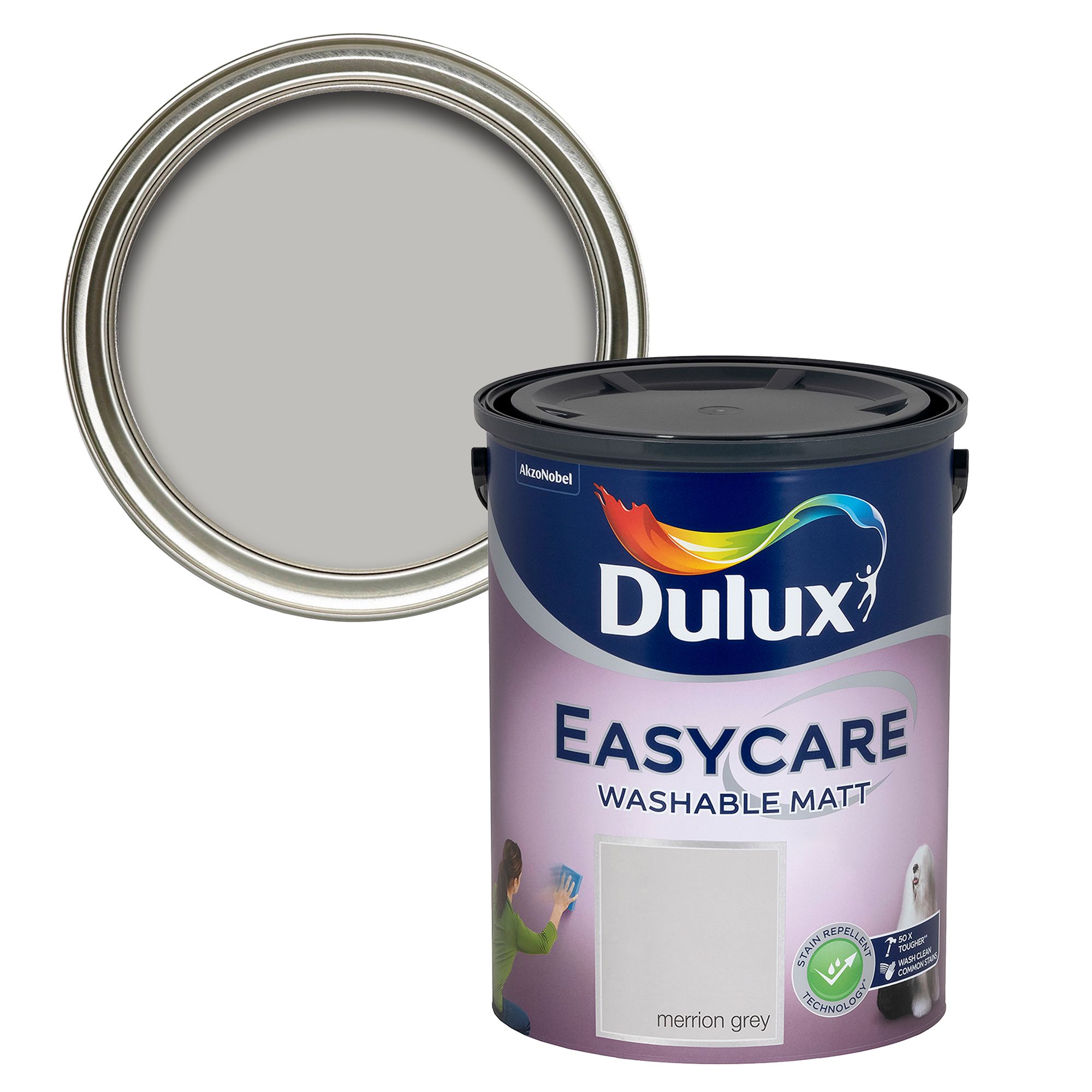 Dulux Easycare Washable & Tough Merrion Grey Matt Wall & ceiling Emulsion paint, 5L